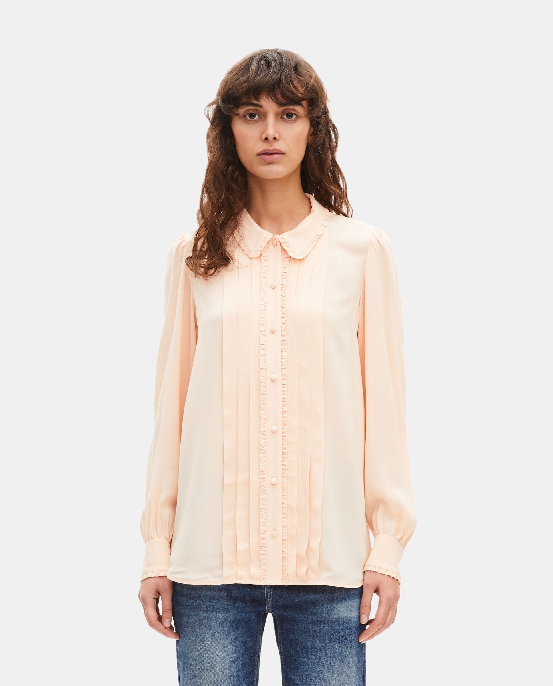 The Kooples - Camisa con detalles de pliegues.