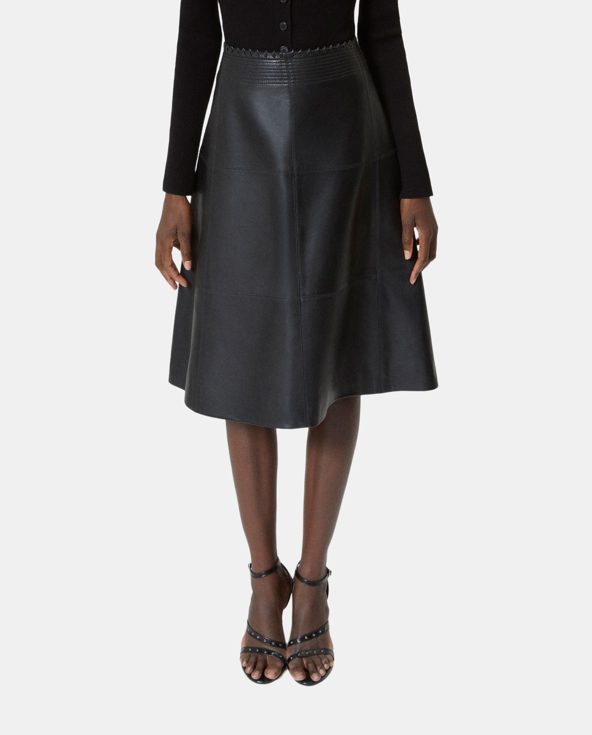 The Kooples - Falda midi de cuero.
