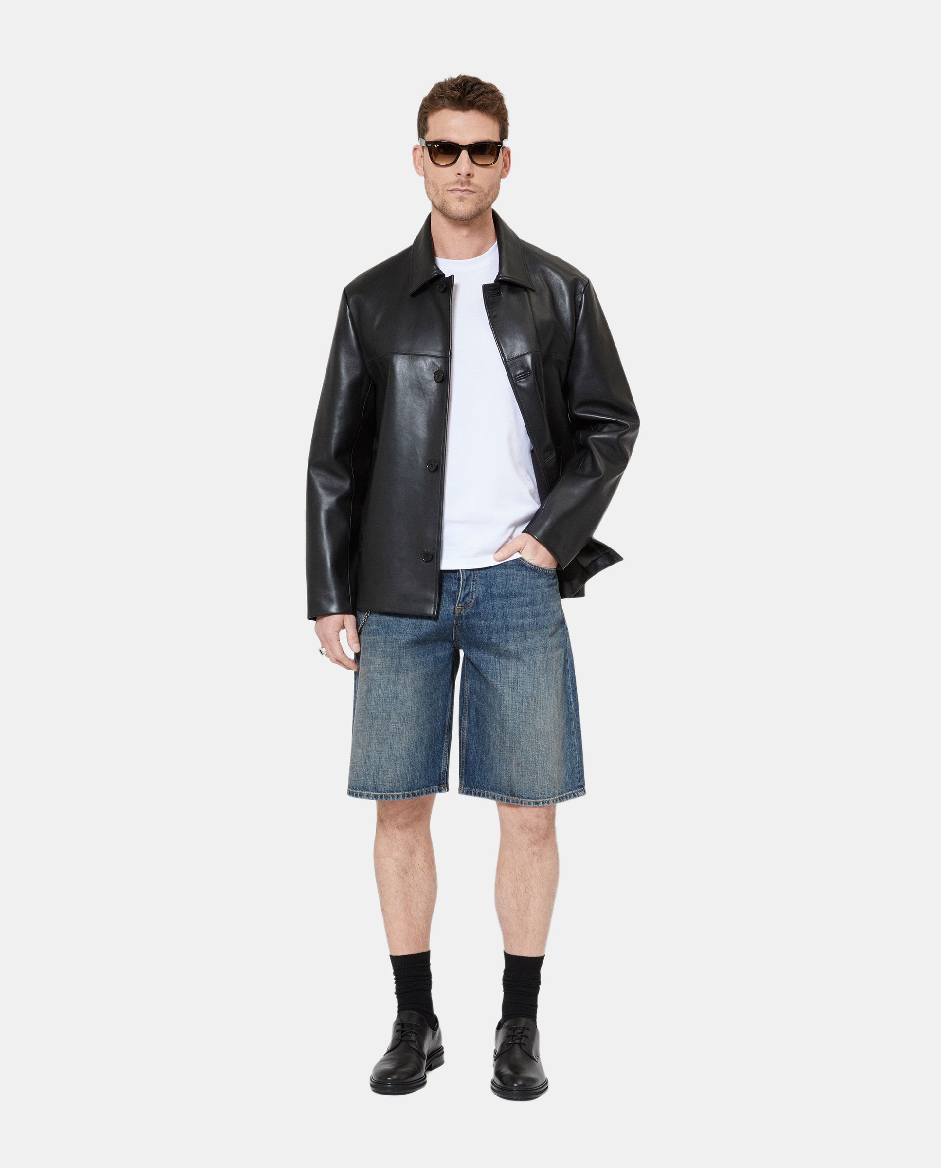 The Kooples - Pantalones cortos vaqueros de hombre con cadena.