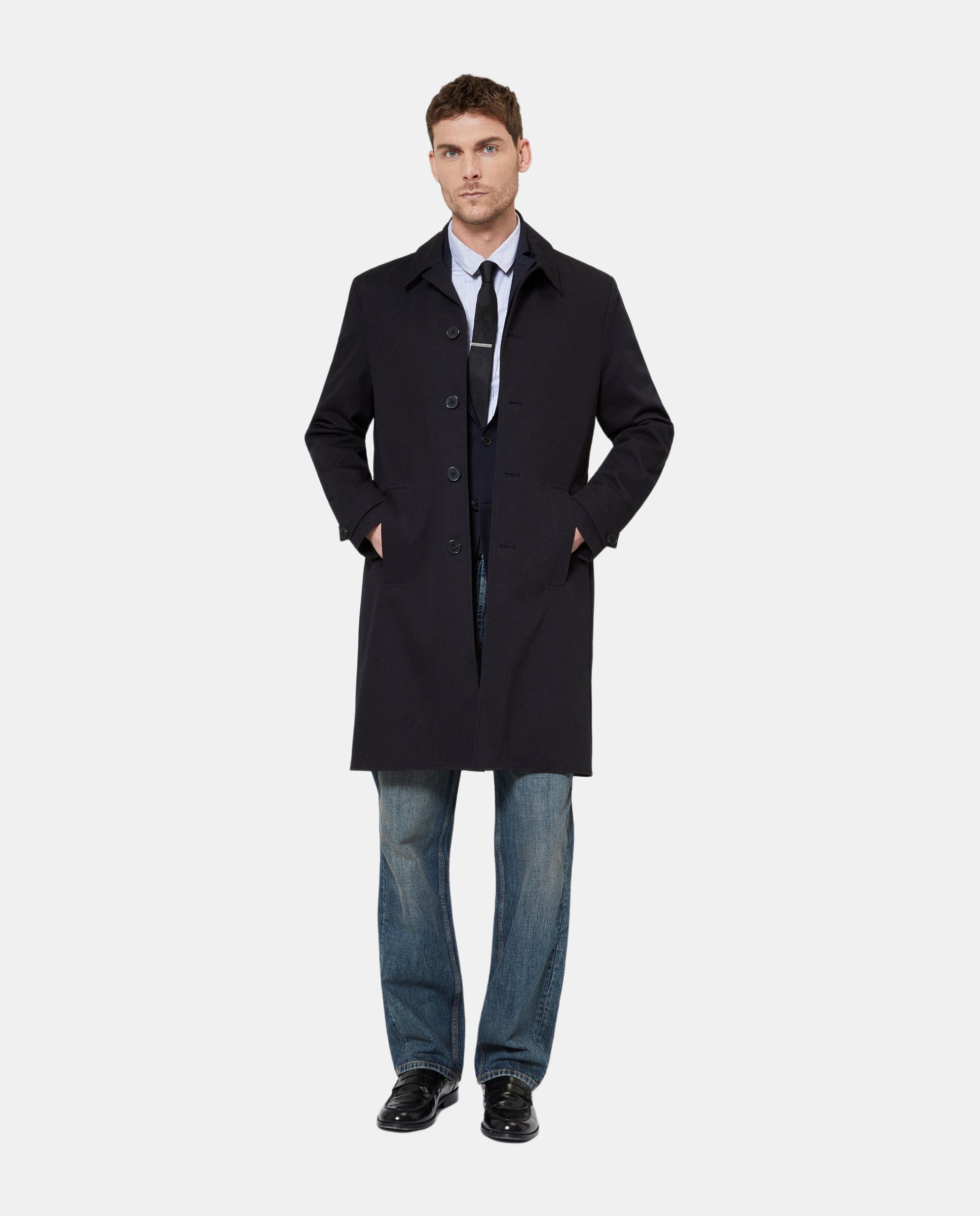Gabardina de hombre con botonadura simple - The Kooples - Negro · El Corte Inglés — oferta en El Corte Inglés