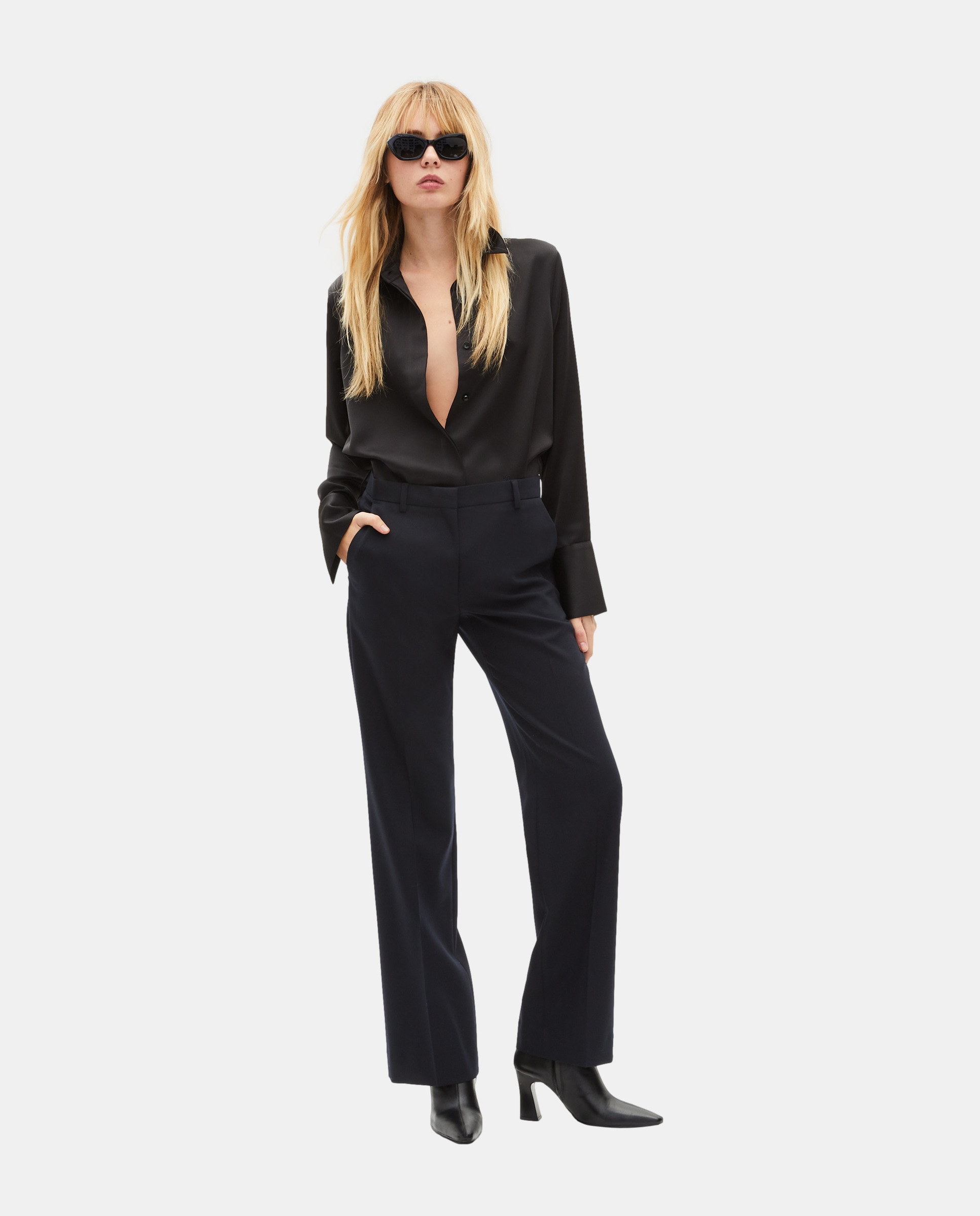 The Kooples - Pantalones rectos de sastre en mezcla de lana de mujer.