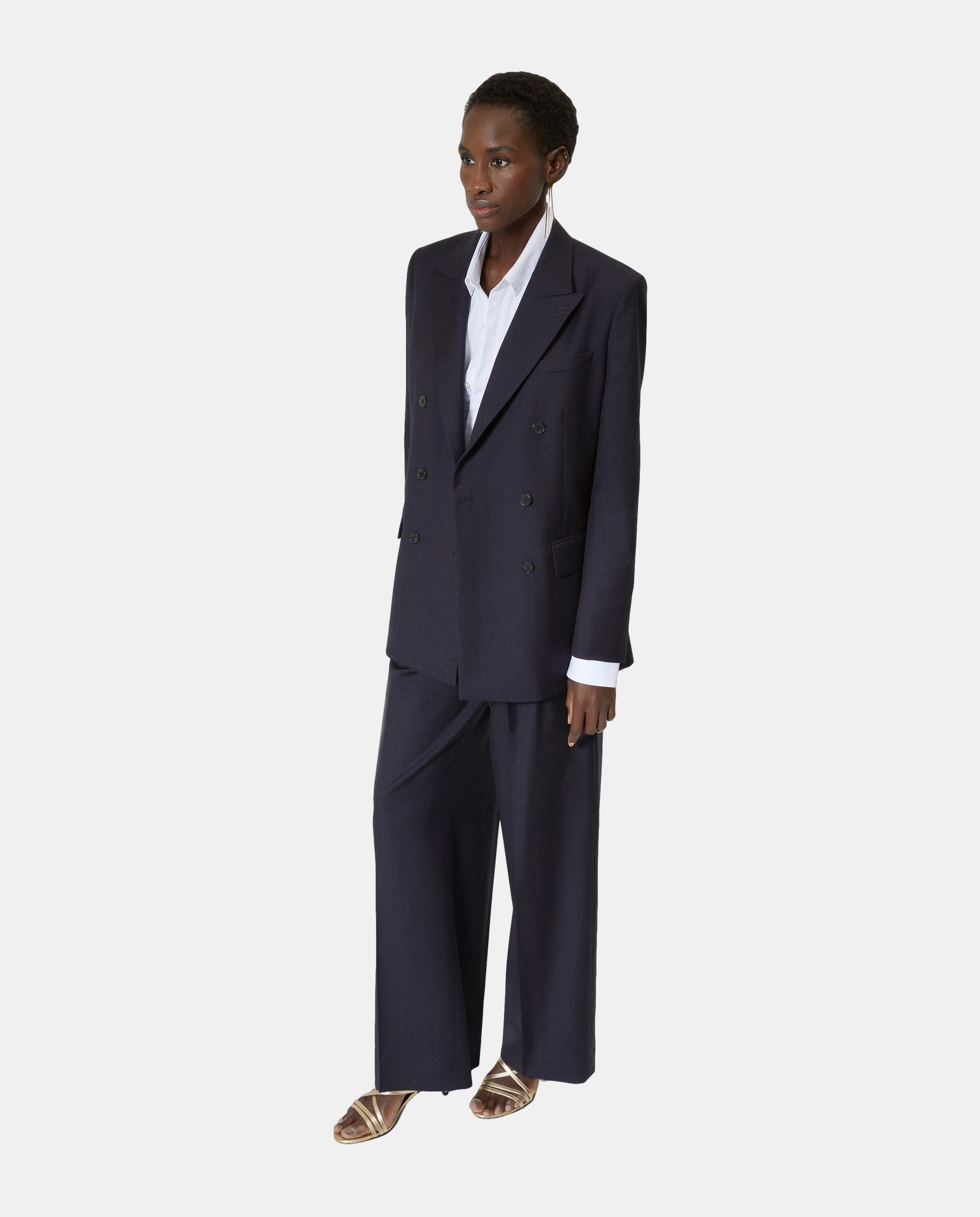 The Kooples - Pantalón ancho de lana de mujer a rayas.