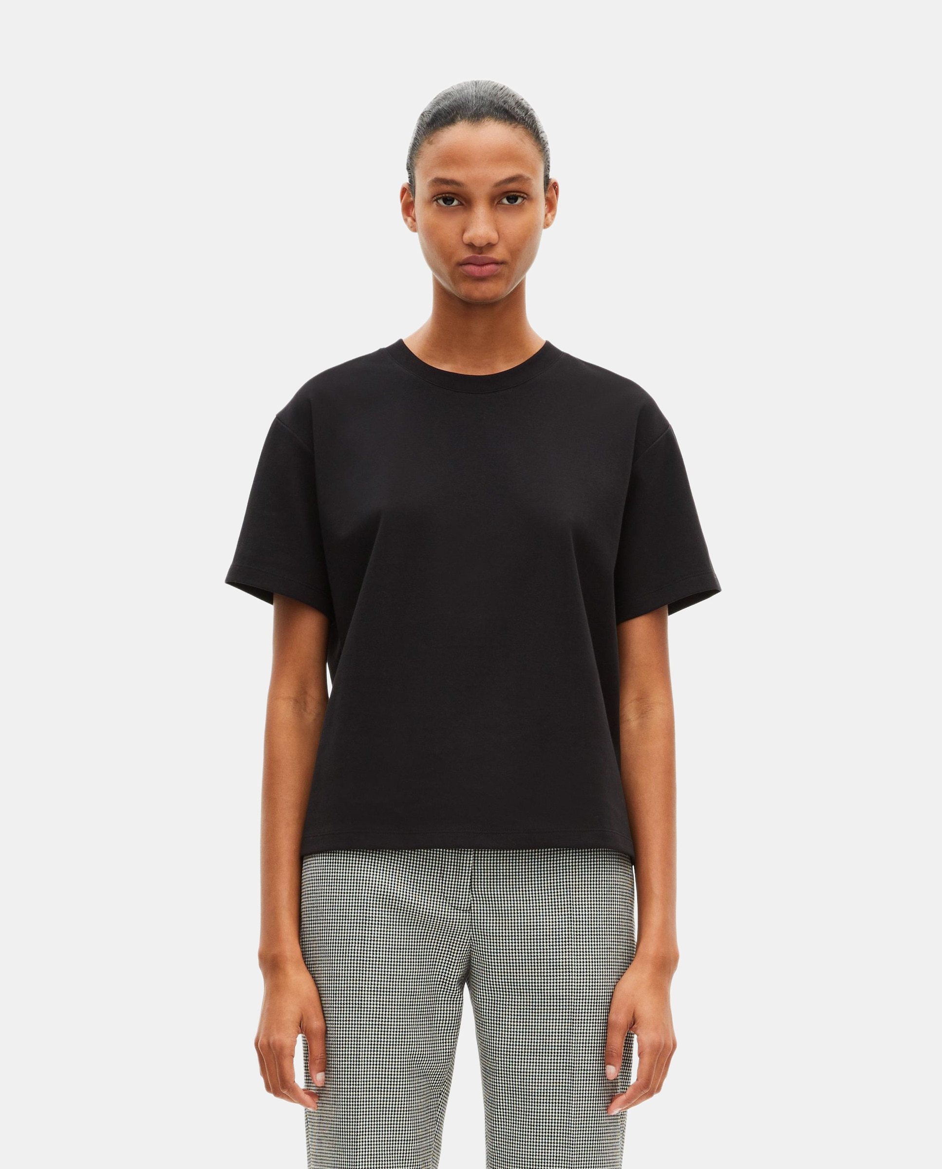 The Kooples - Camiseta de mujer en mezcla de algodón corte recto.