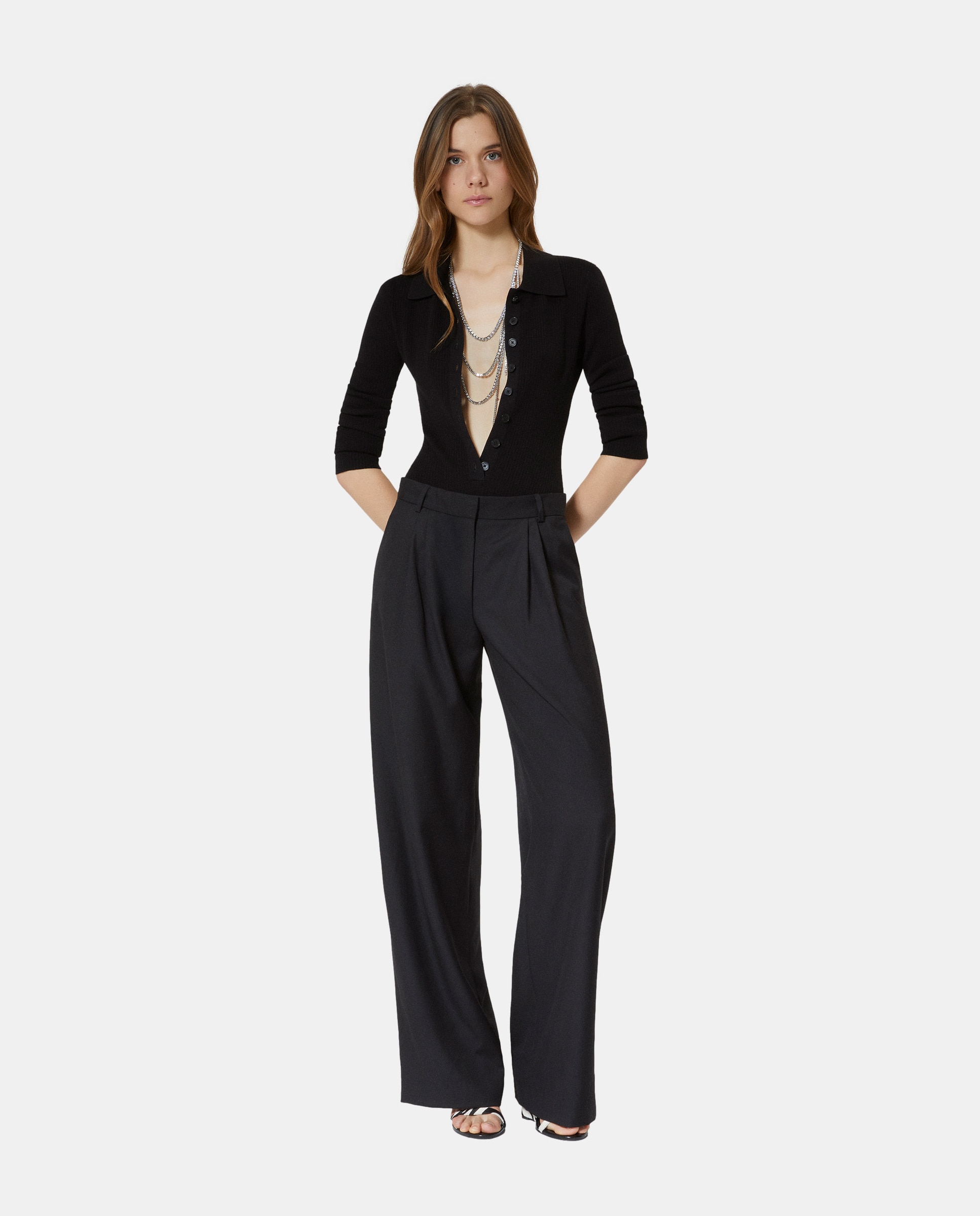 The Kooples - Pantalón de traje ancho de lana.