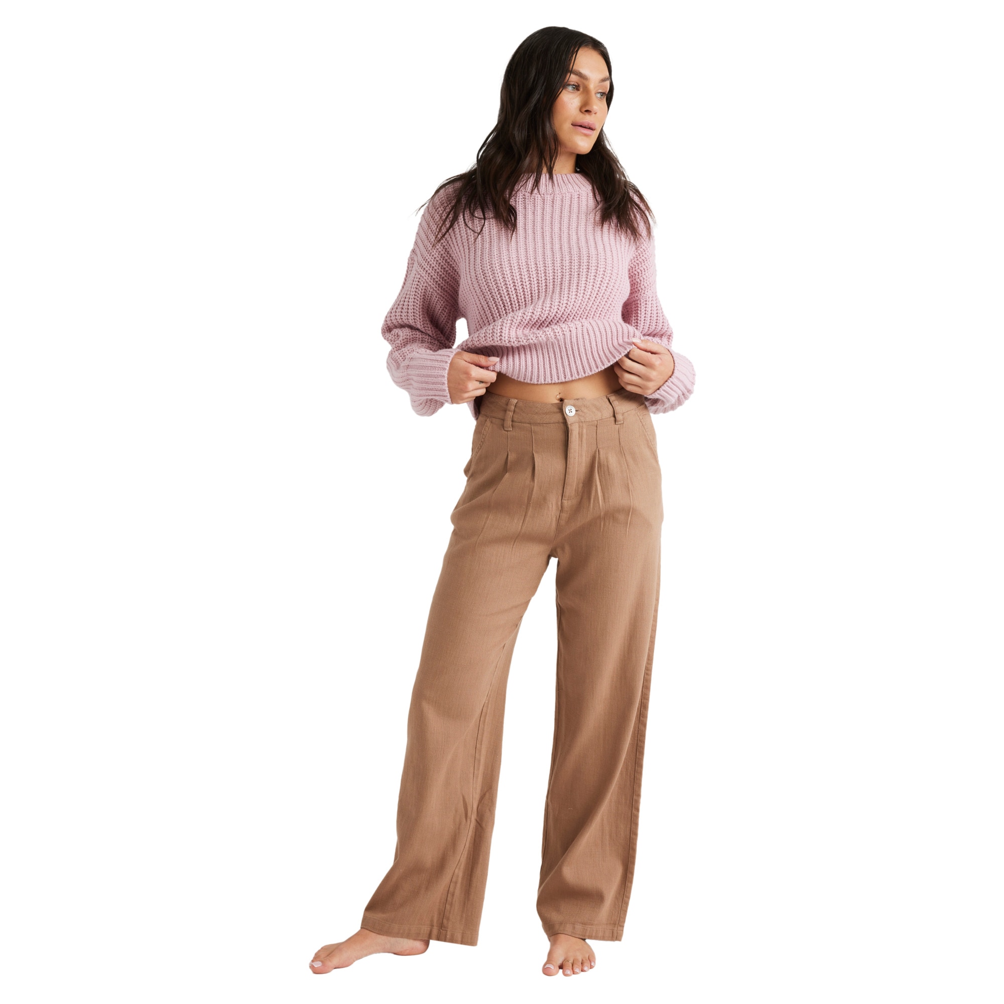 Pantalón de mujer Attractive Light Roxy - Morado Marrón-3