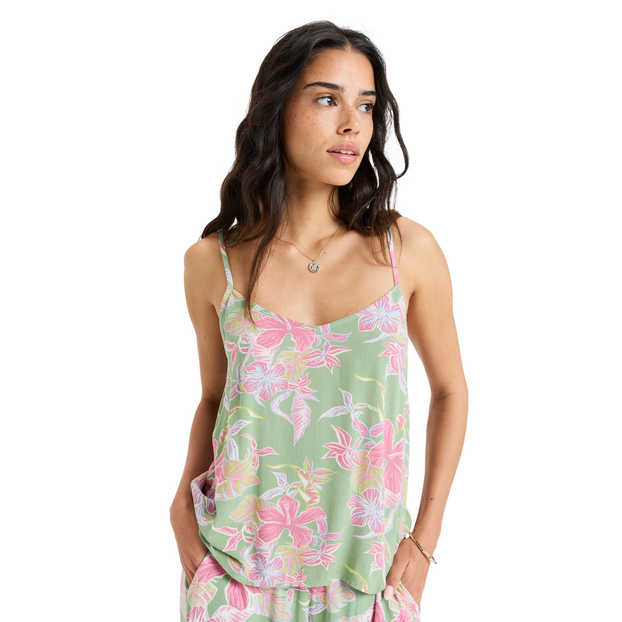 Roxy Top de mujer Hibiscus Island Verde