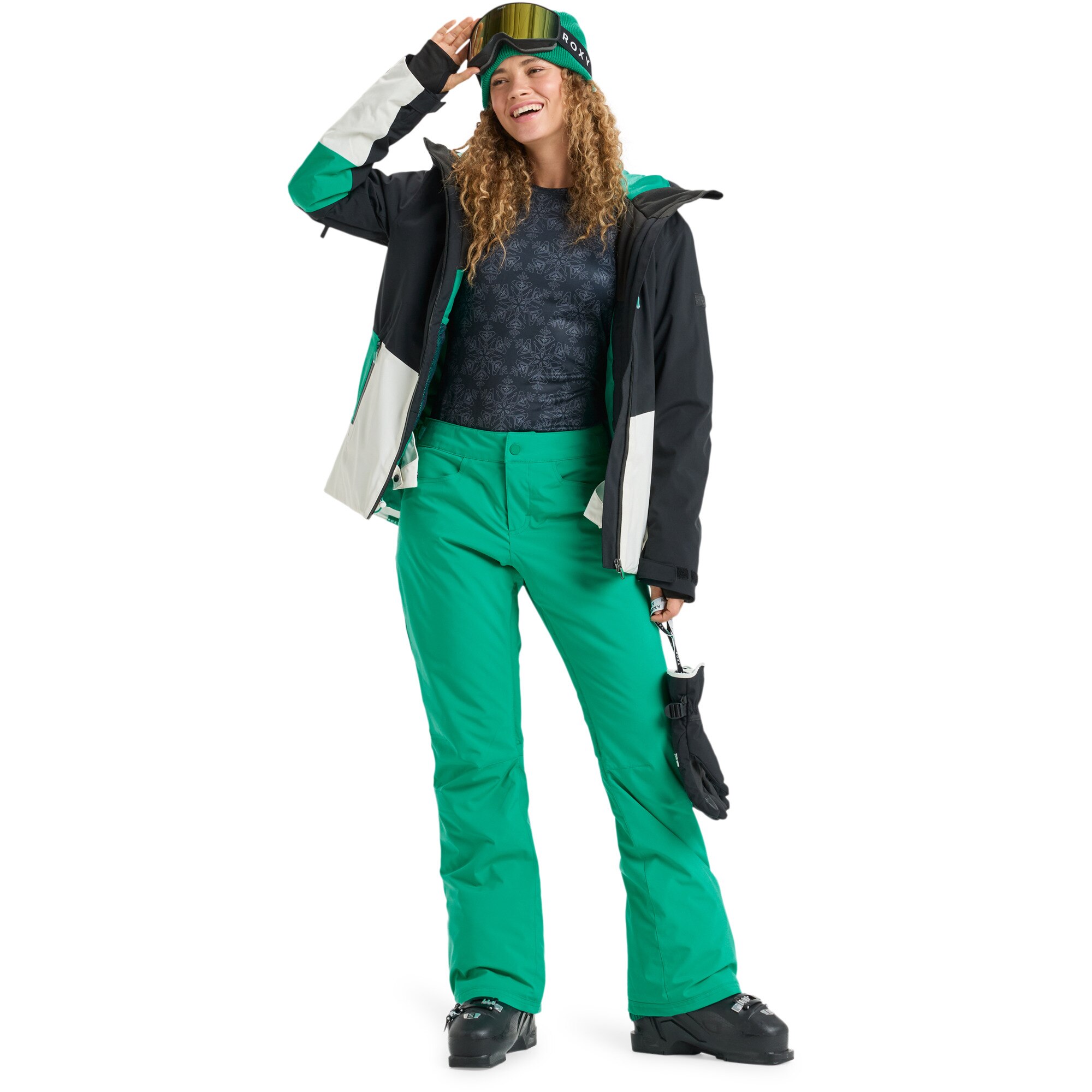 Pantalón de mujer Backyard Roxy - Blanco Verde-4