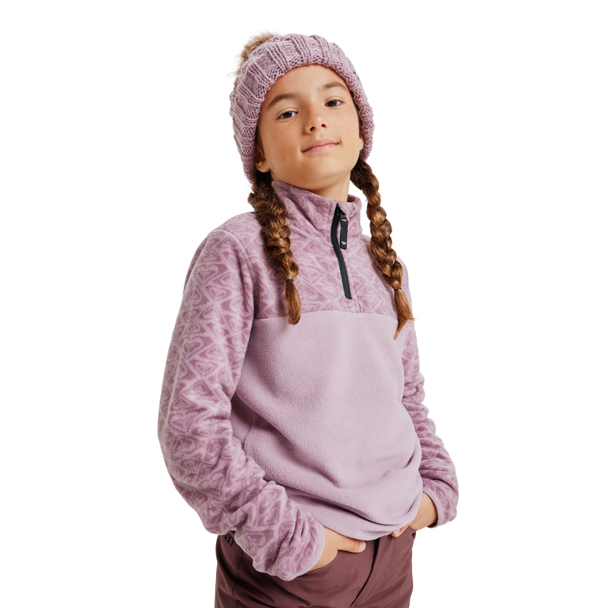 Camiseta de niños Whitecamp Half Zip Roxy - Rosa Rosa-3