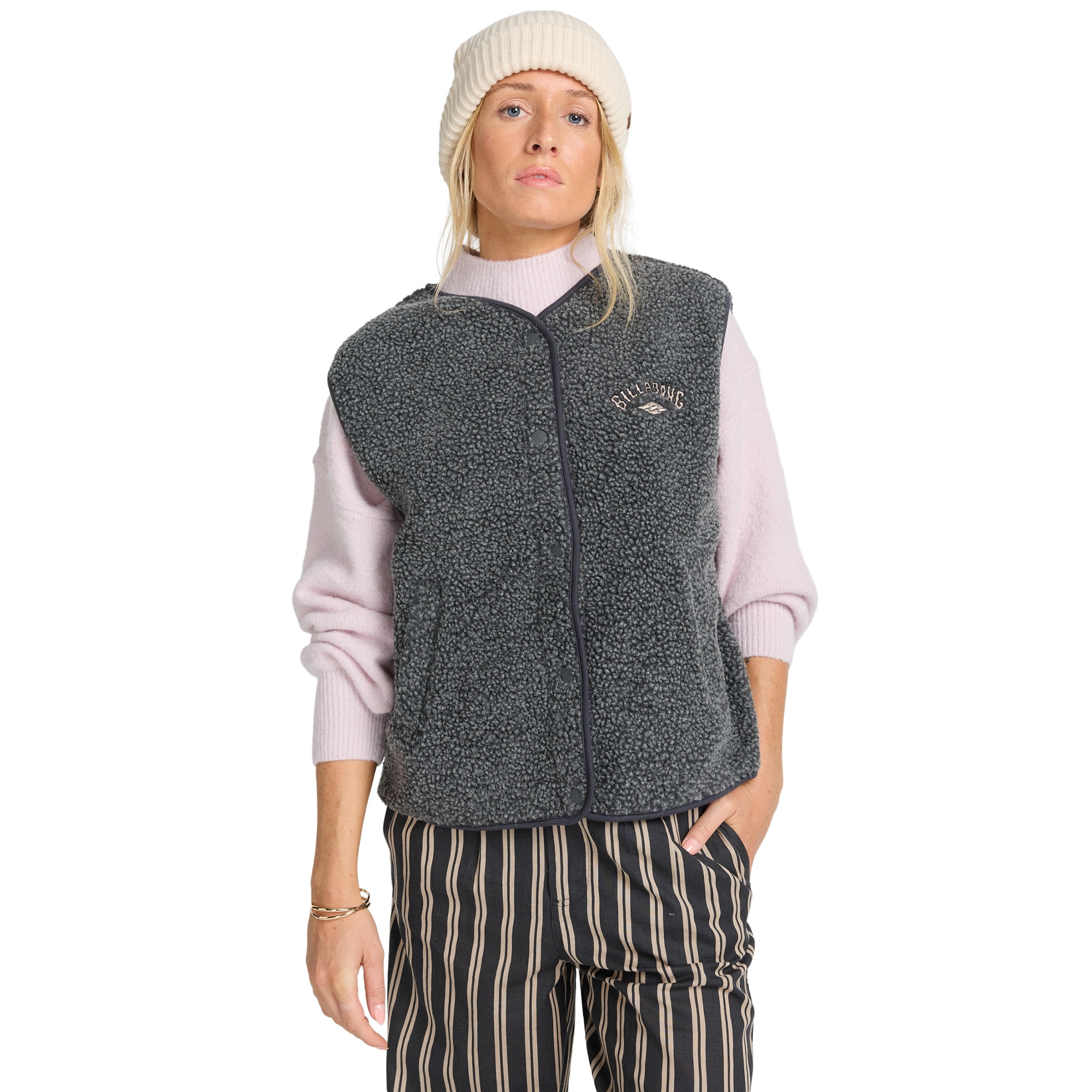 Chaleco de sherpa de mujer Be Happy Billabong - Negro Negro-1