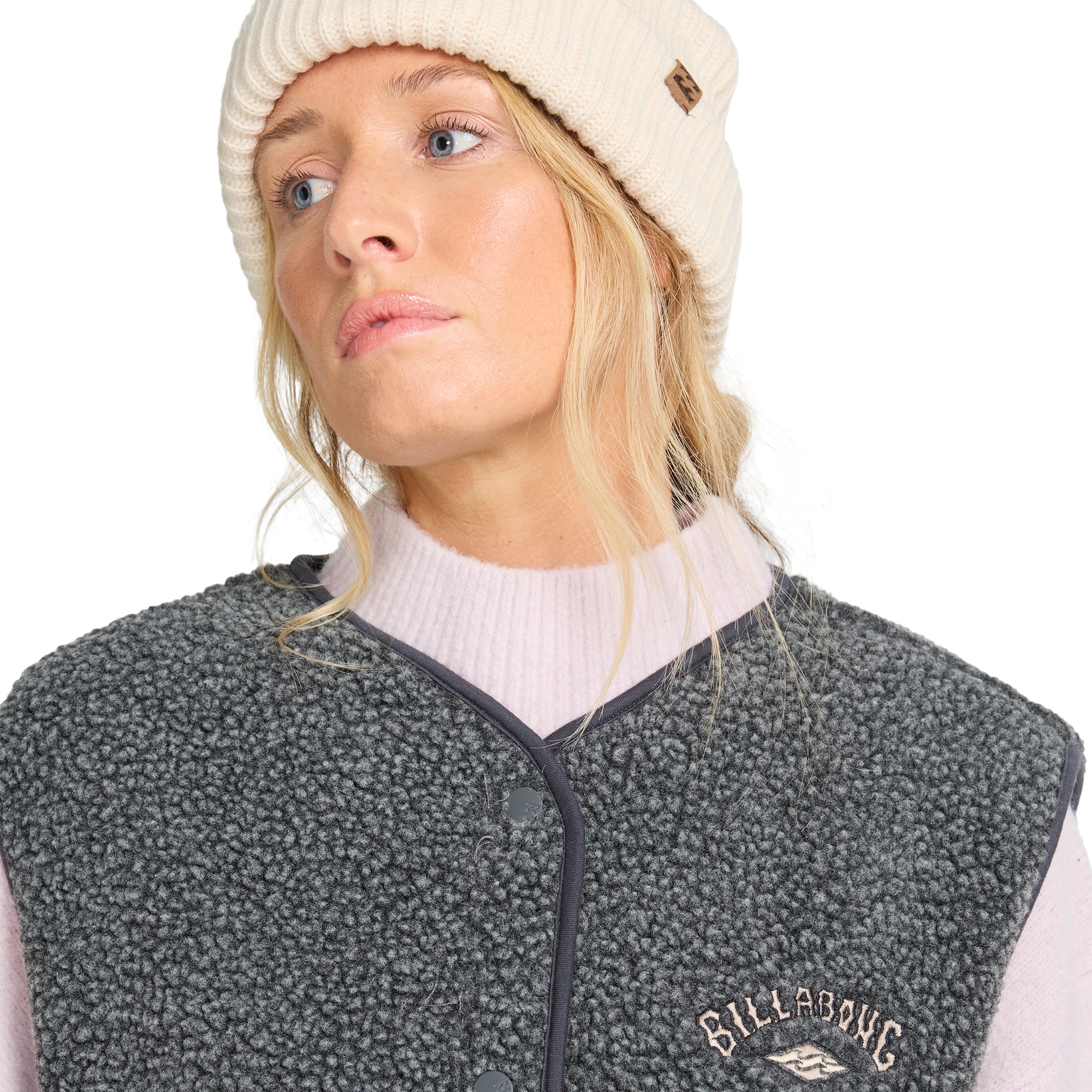 Chaleco de sherpa de mujer Be Happy Billabong - Negro Negro-5