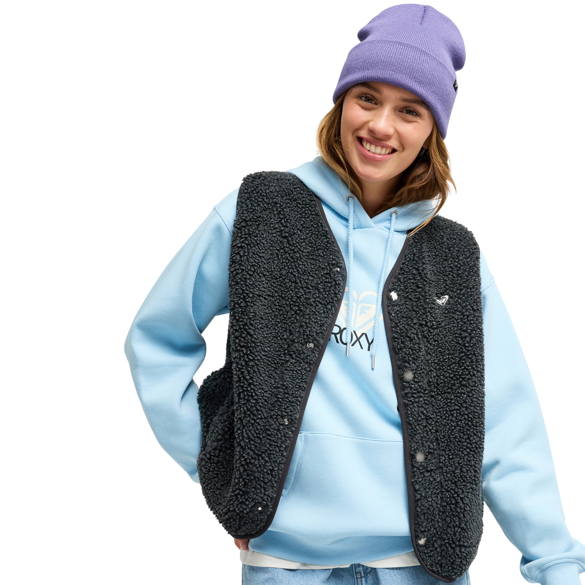 Chaleco polar sherpa de mujer Iconic Town Roxy - Negro Negro-1