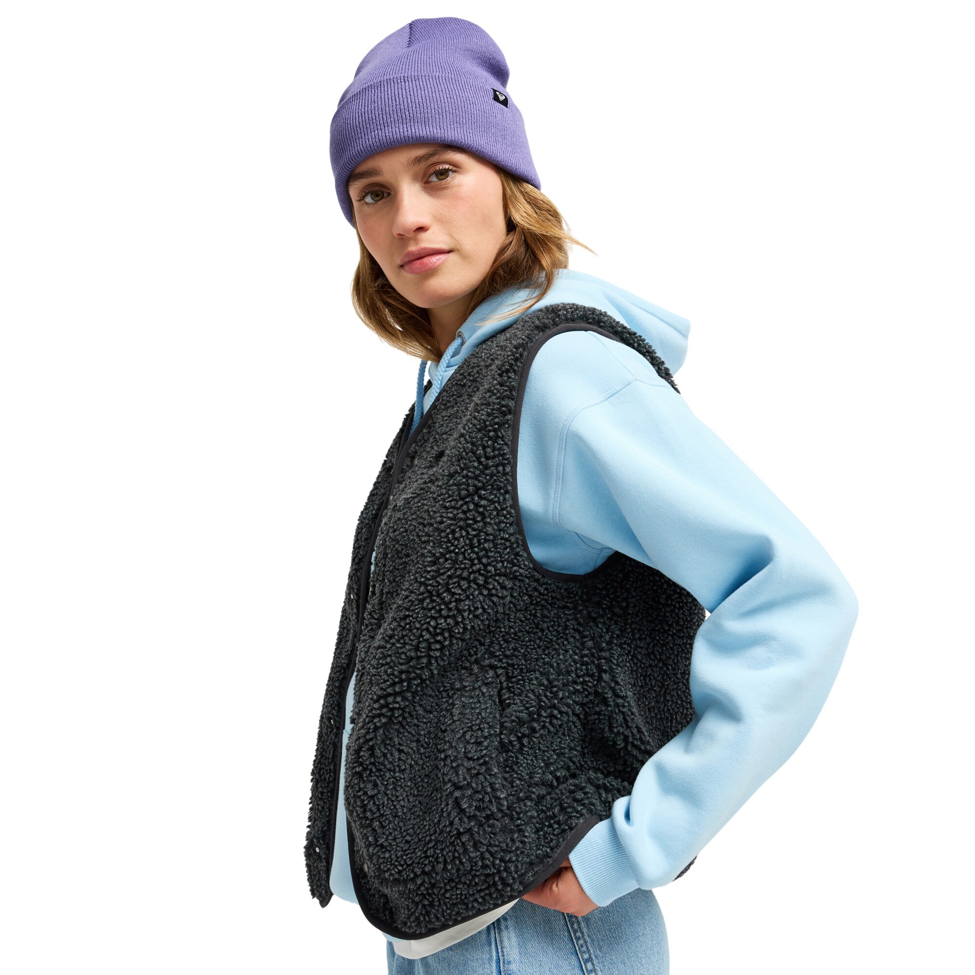 Chaleco polar sherpa de mujer Iconic Town Roxy - Negro Negro-3