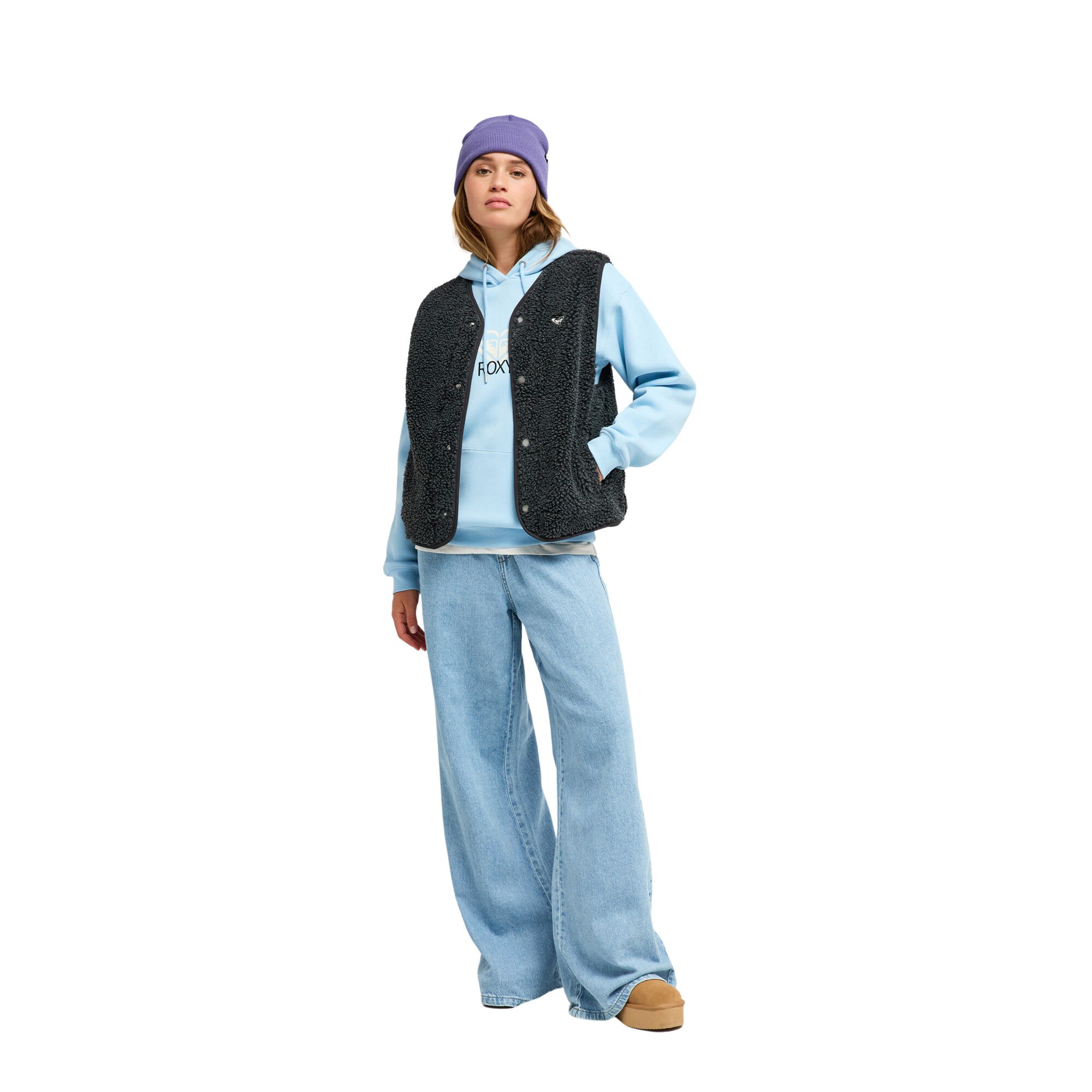 Chaleco polar sherpa de mujer Iconic Town Roxy - Negro Negro-5