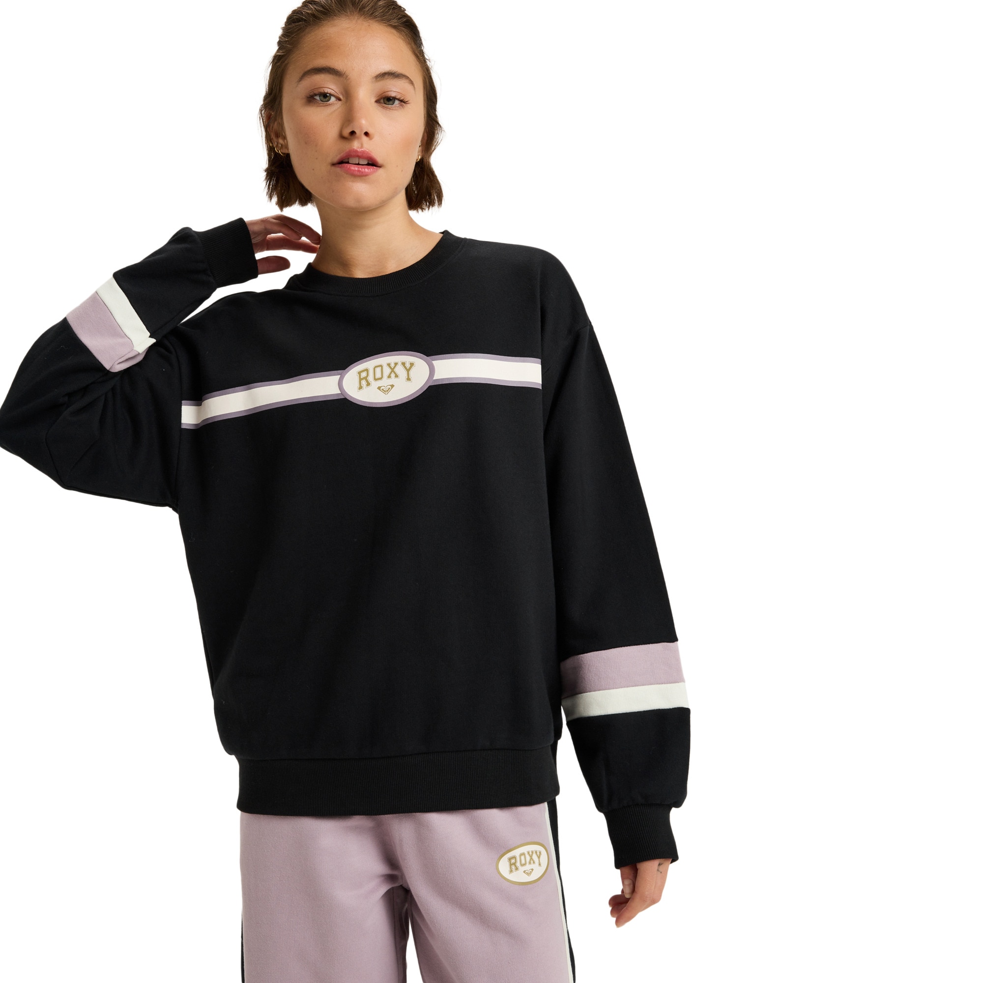 Roxy Sudadera de mujer Essential Energy Timeless Cn Blanco / Naranja