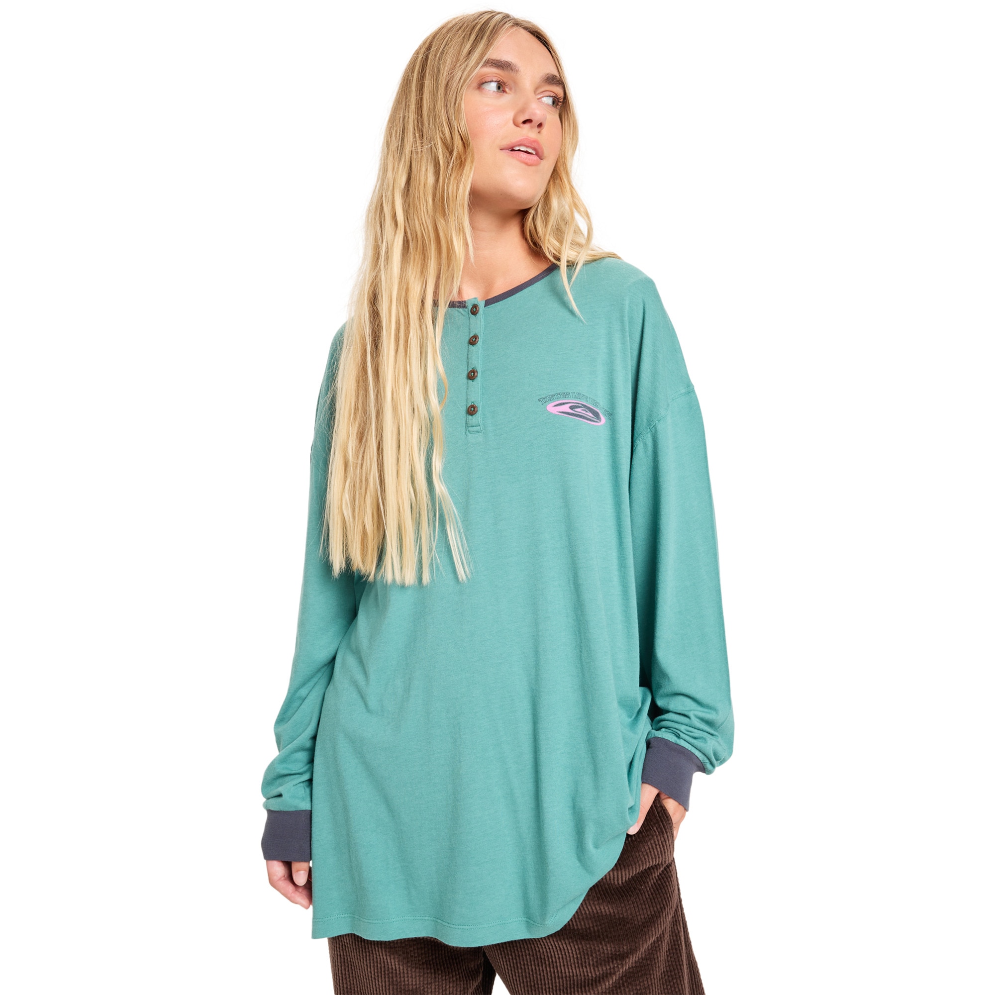 Imagen 1 de Camiseta de mujer Henley Quiksilver Verde Agua