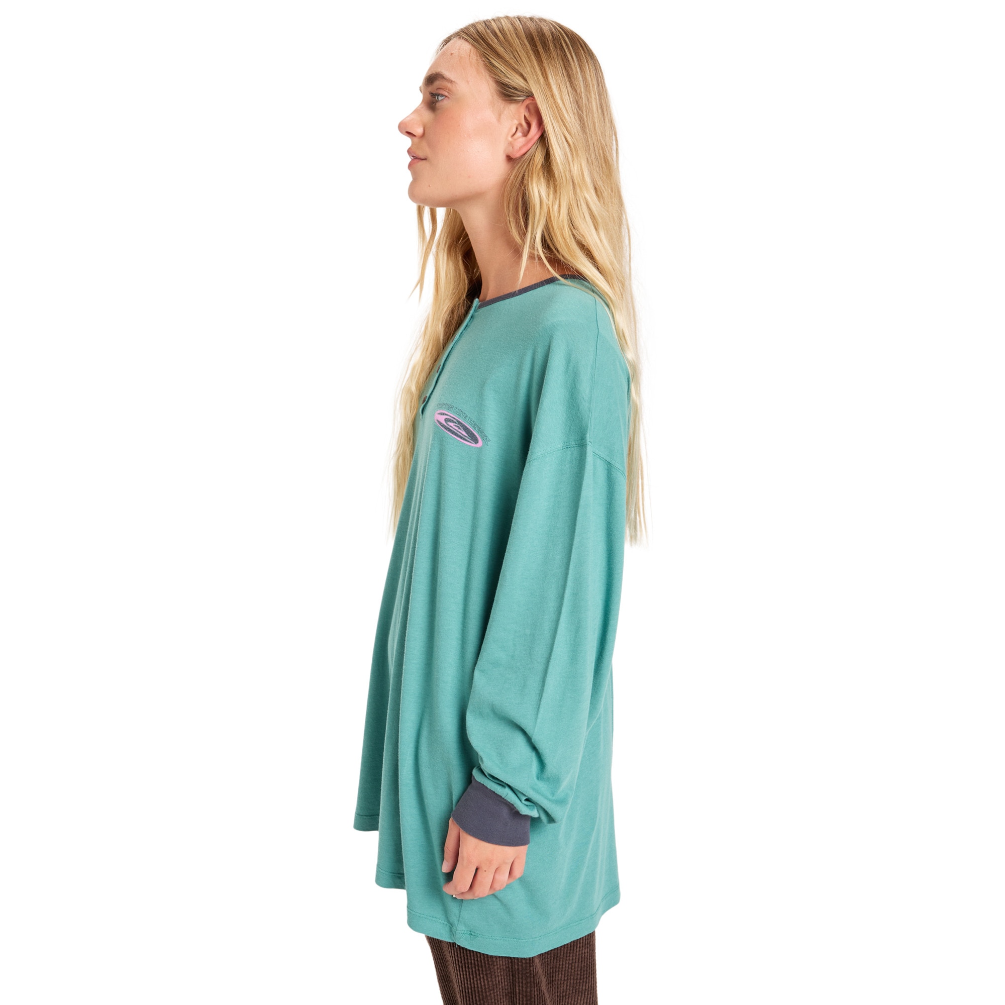 Imagen 3 de Camiseta de mujer Henley Quiksilver - Verde Agua Verde Agua