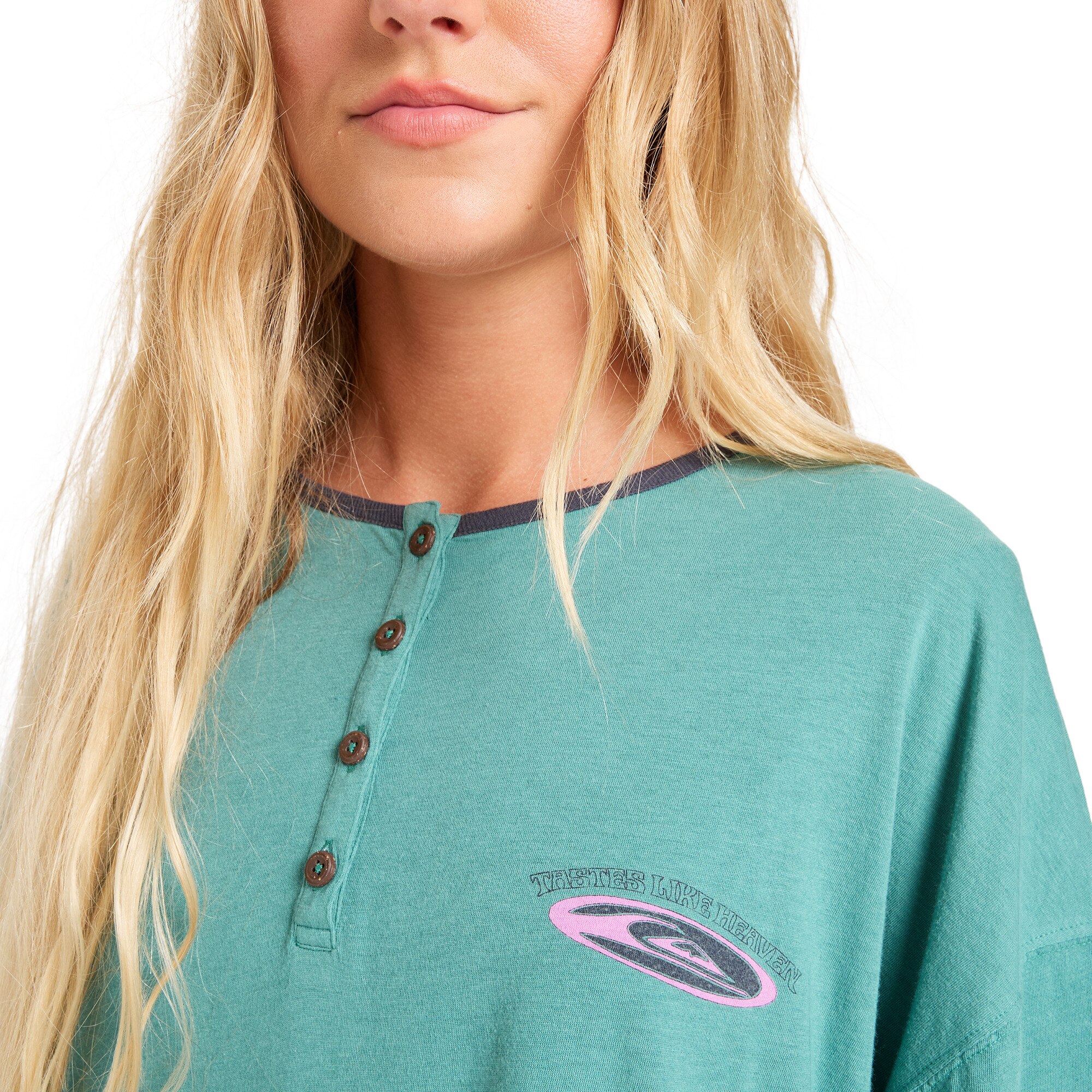 Imagen 4 de Camiseta de mujer Henley Quiksilver - Verde Agua Verde Agua