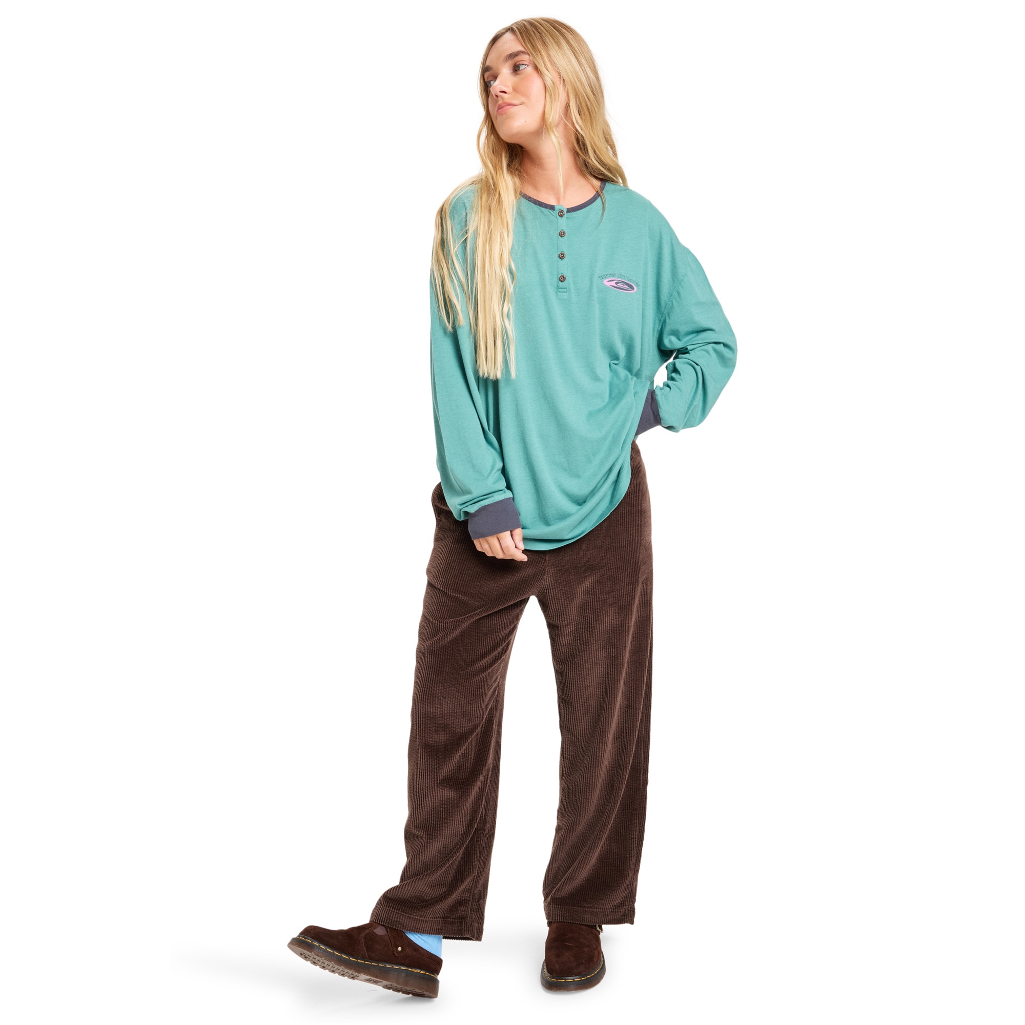 Imagen 5 de Camiseta de mujer Henley Quiksilver - Verde Agua Verde Agua