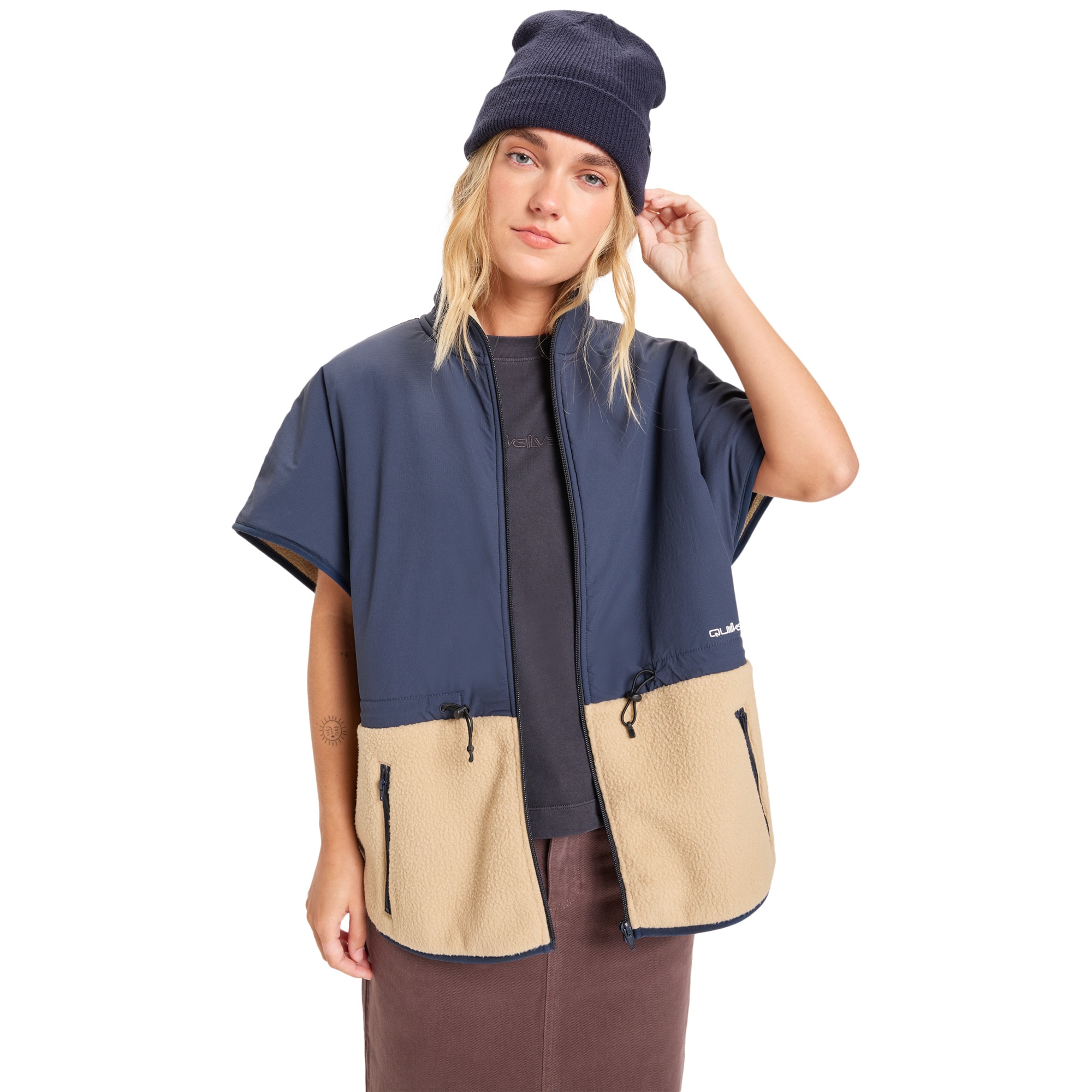 Quiksilver Chaleco polar de mujer Tepoh Azul/Beige