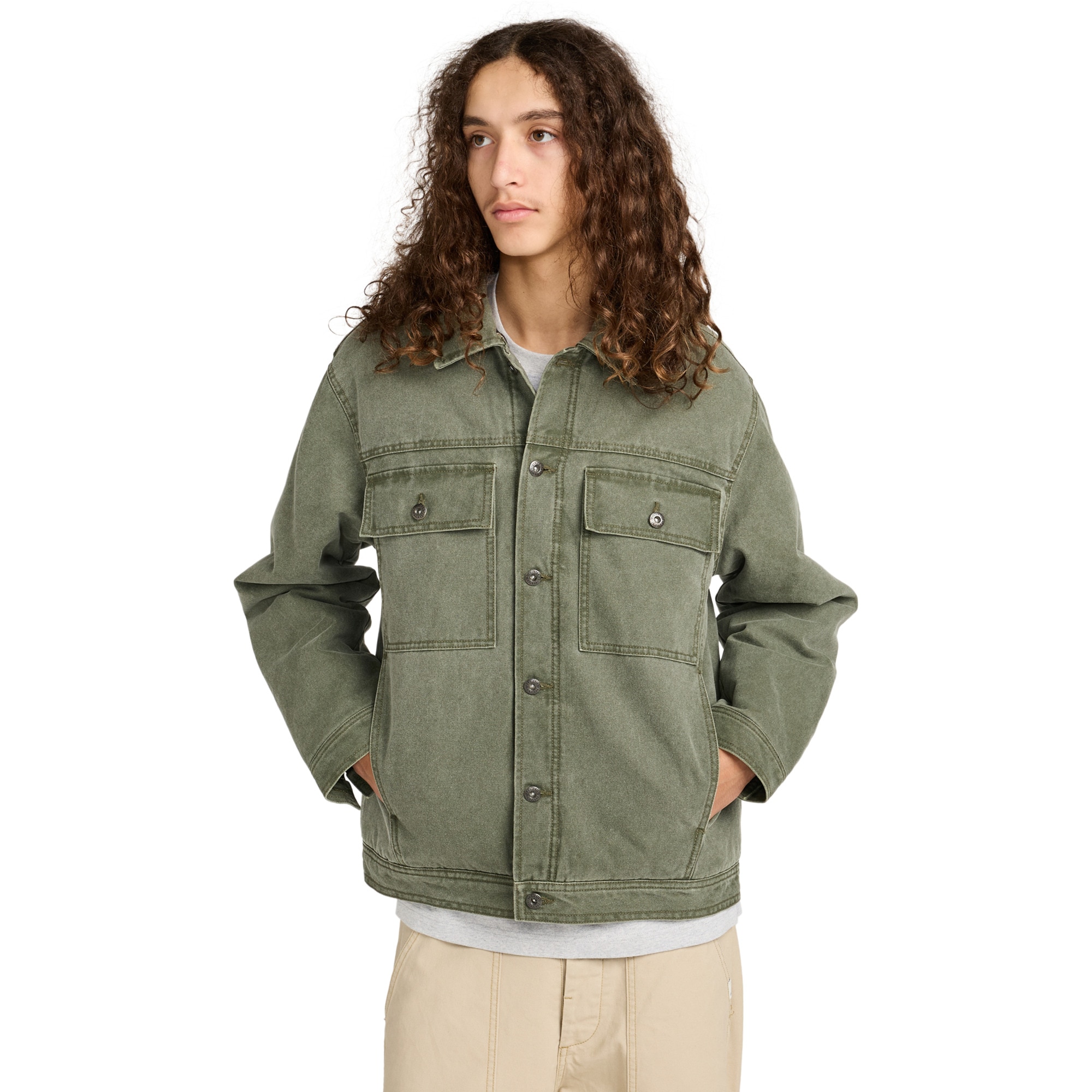 Chaqueta de hombre Trucker Canvas Element - Verde Verde-1