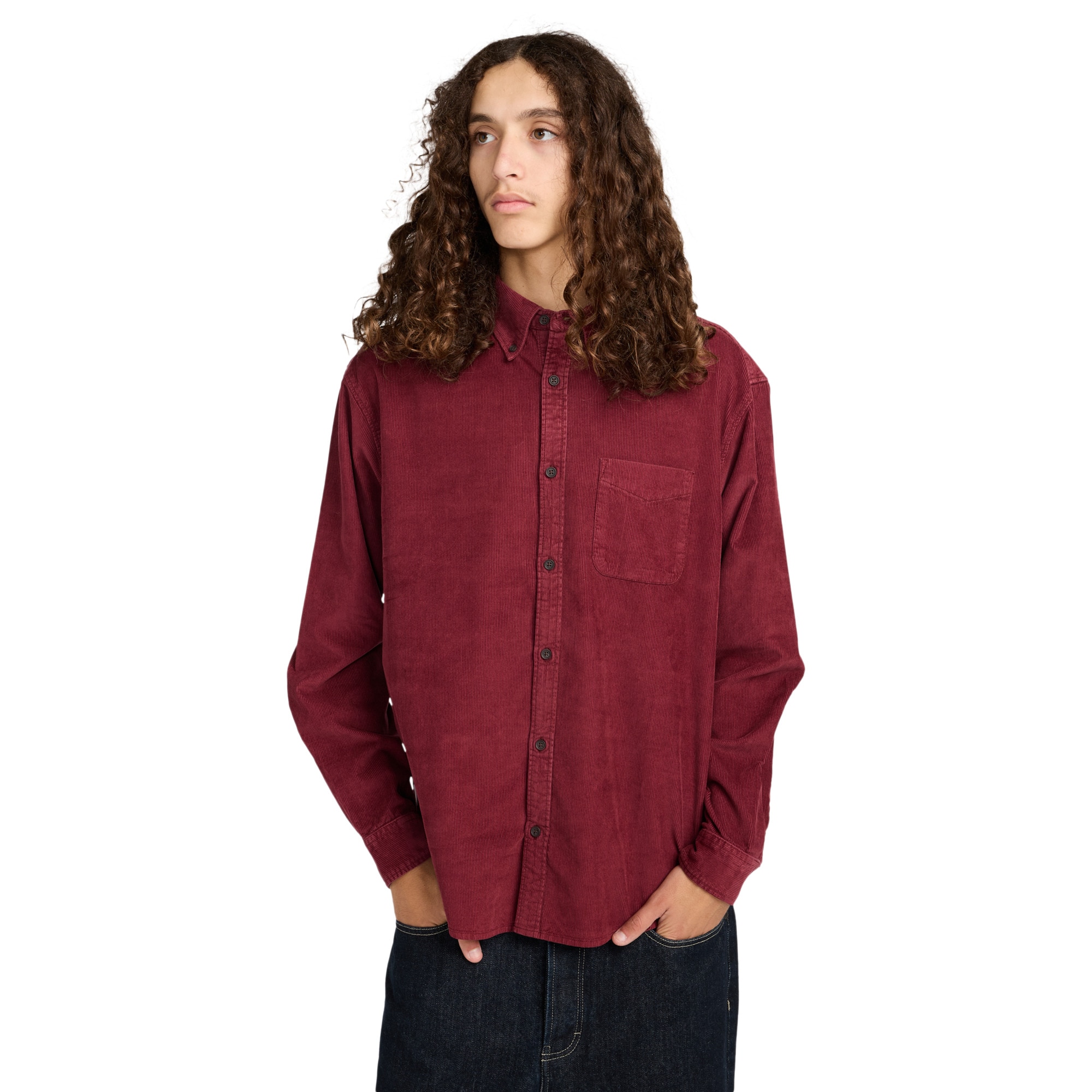 Camisa de hombre Button Down Regular Corduroy Element - Negro Negro-1