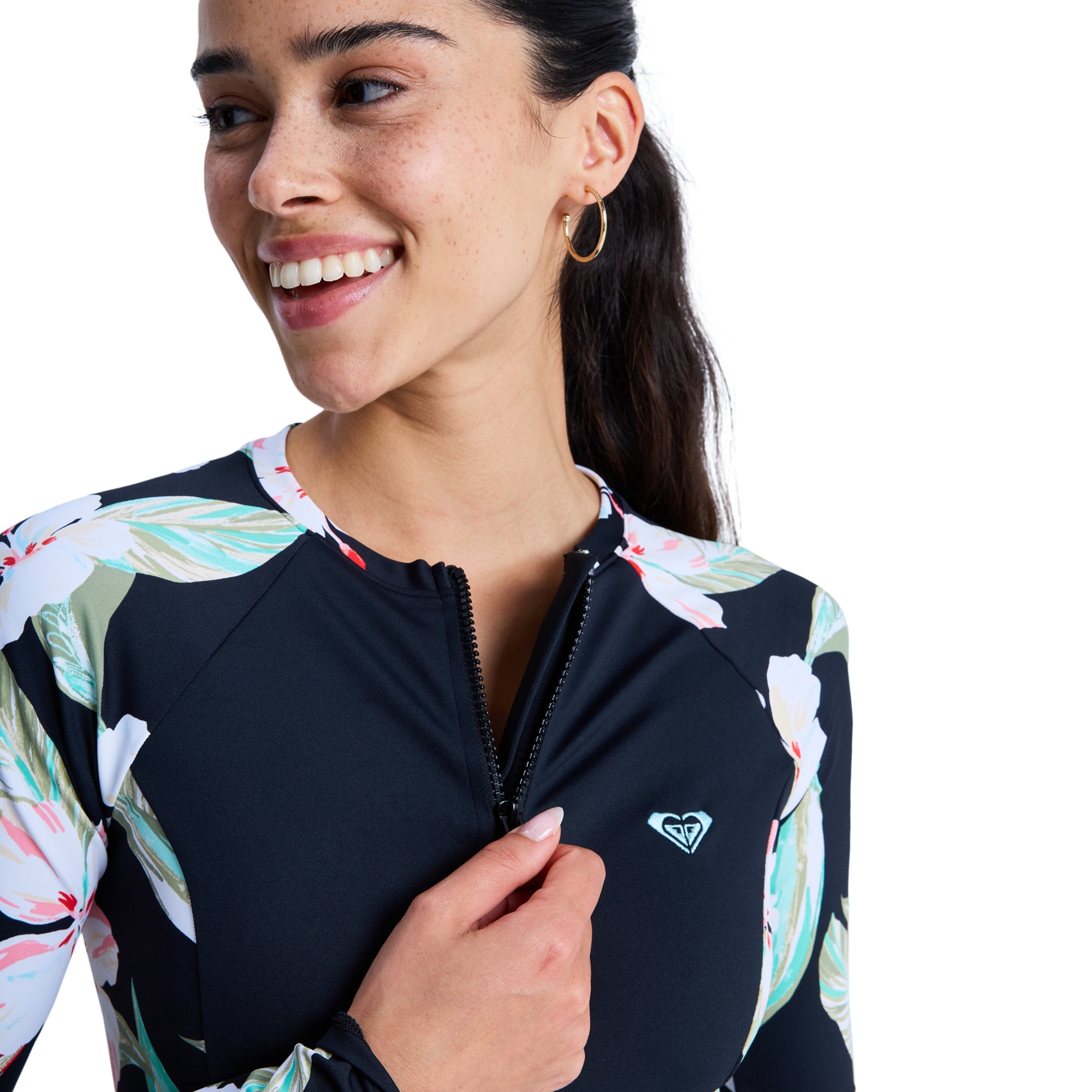 Camiseta de surf de mujer Ls Zip Licra Roxy Multicolor Multicolor-5
