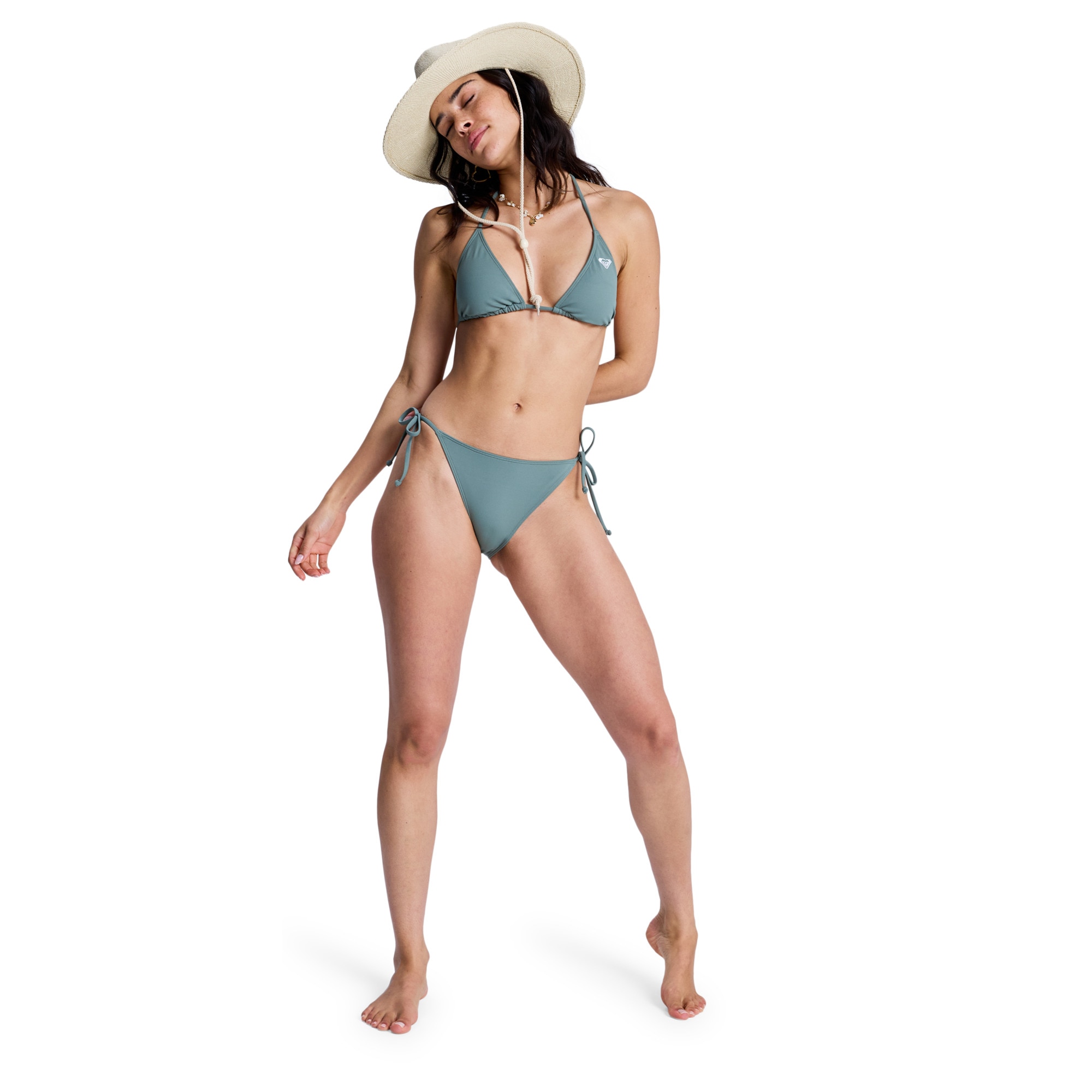 Top de bikini de mujer Solid Essentials Tiki Tri Roxy - Verde Verde-5
