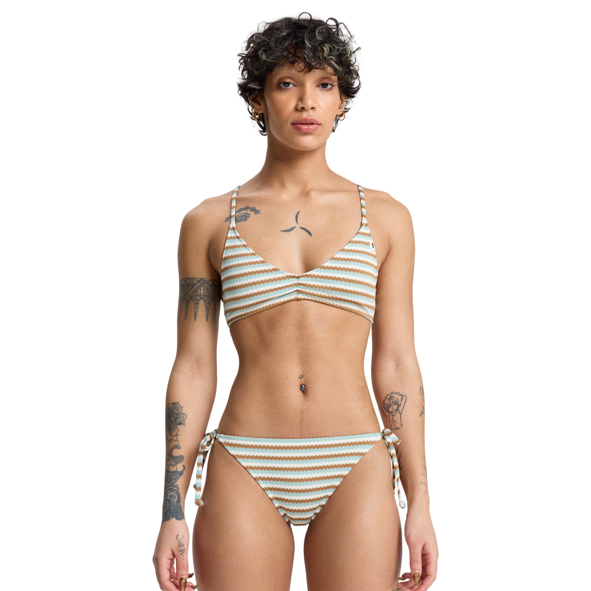 Imagen 0 de Braguita de bikini con lazo lateral de mujer Clickity Clack Quiksilver Marrón