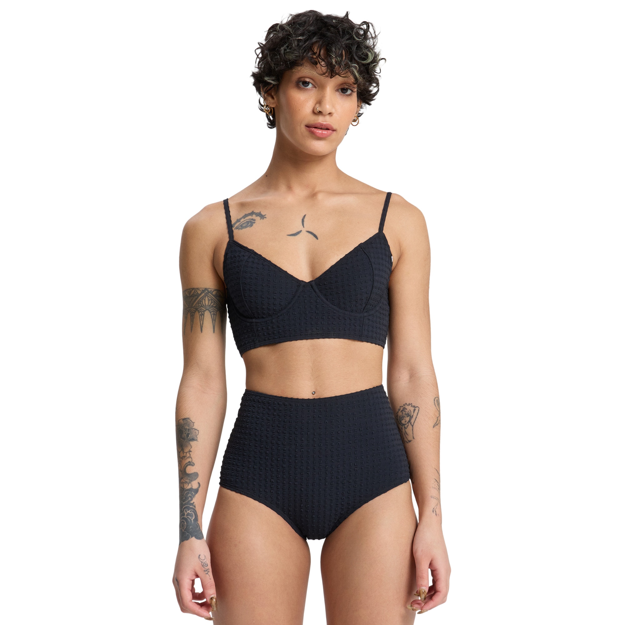 Imagen 0 de Braguitas de bikini de talle alto de mujer Melly Quiksilver Negro