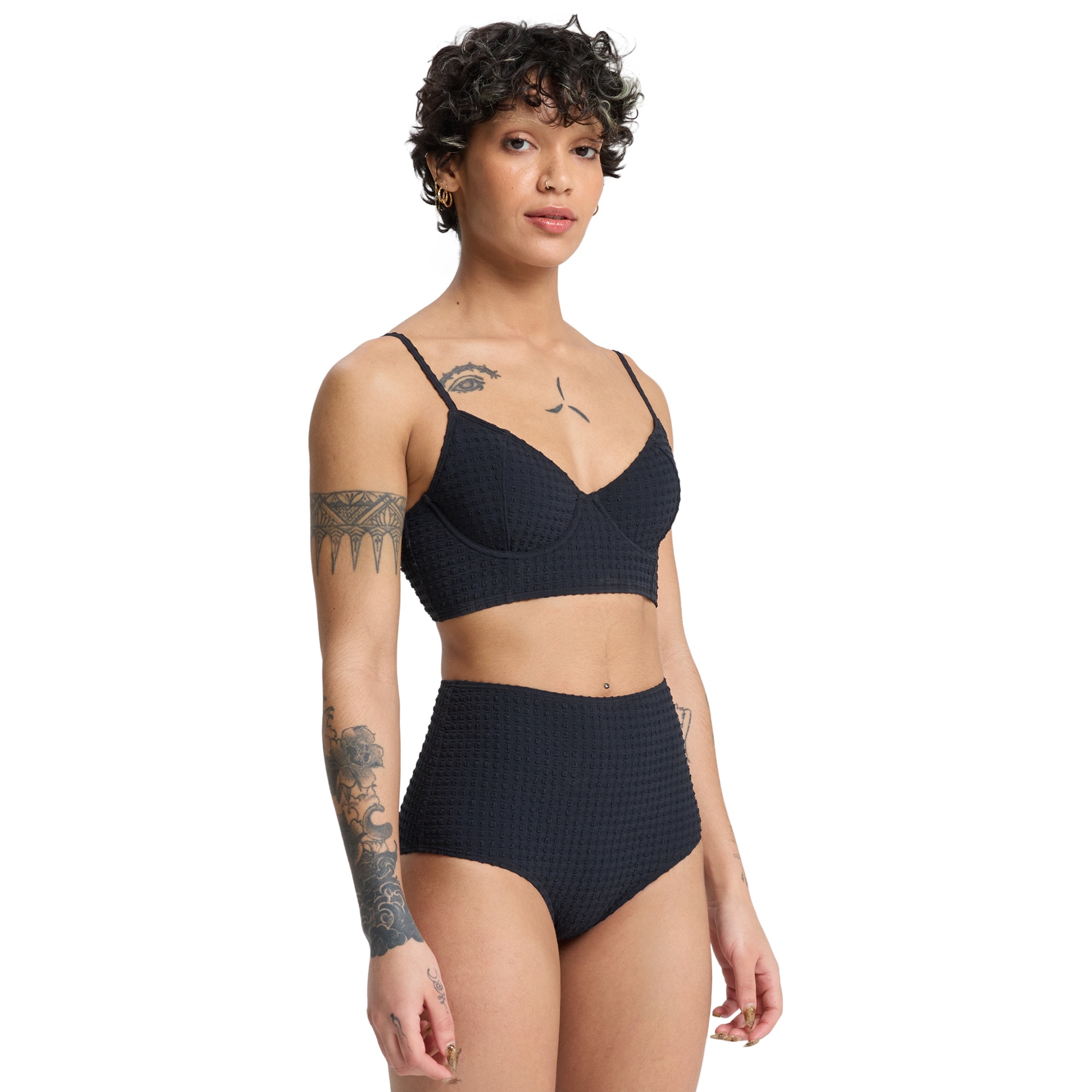Braguitas de bikini de talle alto de mujer Melly Quiksilver - Negro Negro-3