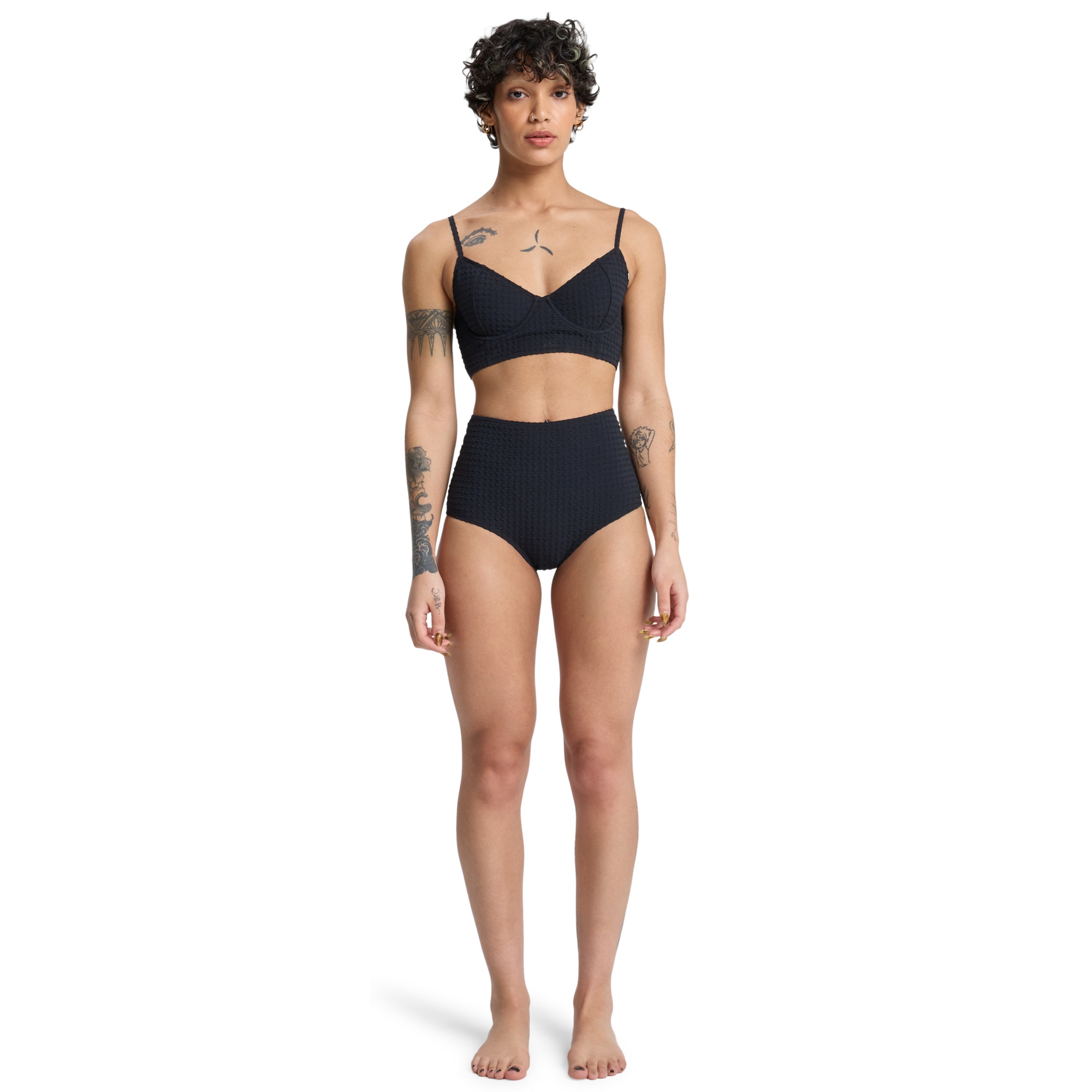 Braguitas de bikini de talle alto de mujer Melly Quiksilver - Negro Negro-5