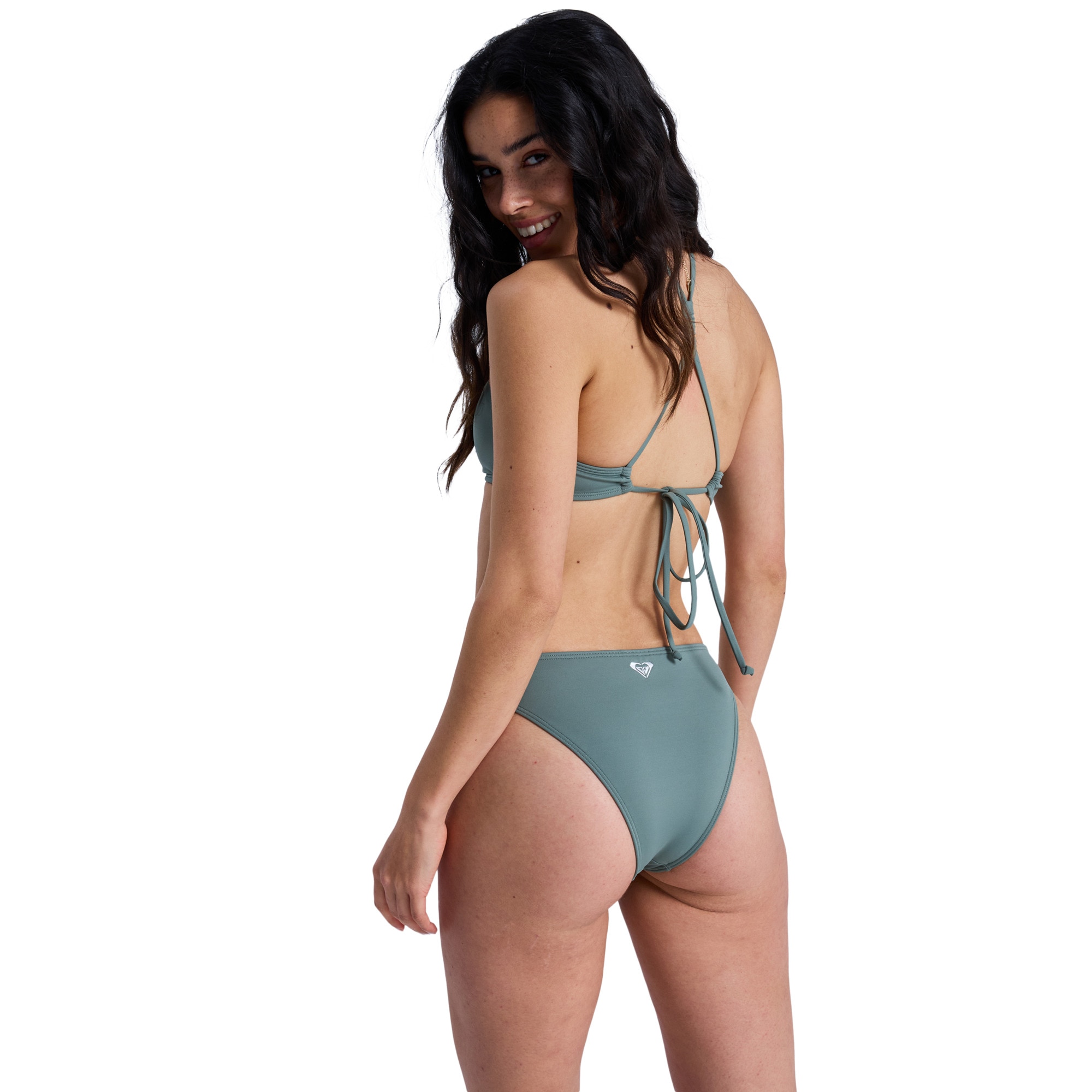 Braguita de bikini de cobertura media de mujer Solid Essentials Roxy - Verde Verde-2
