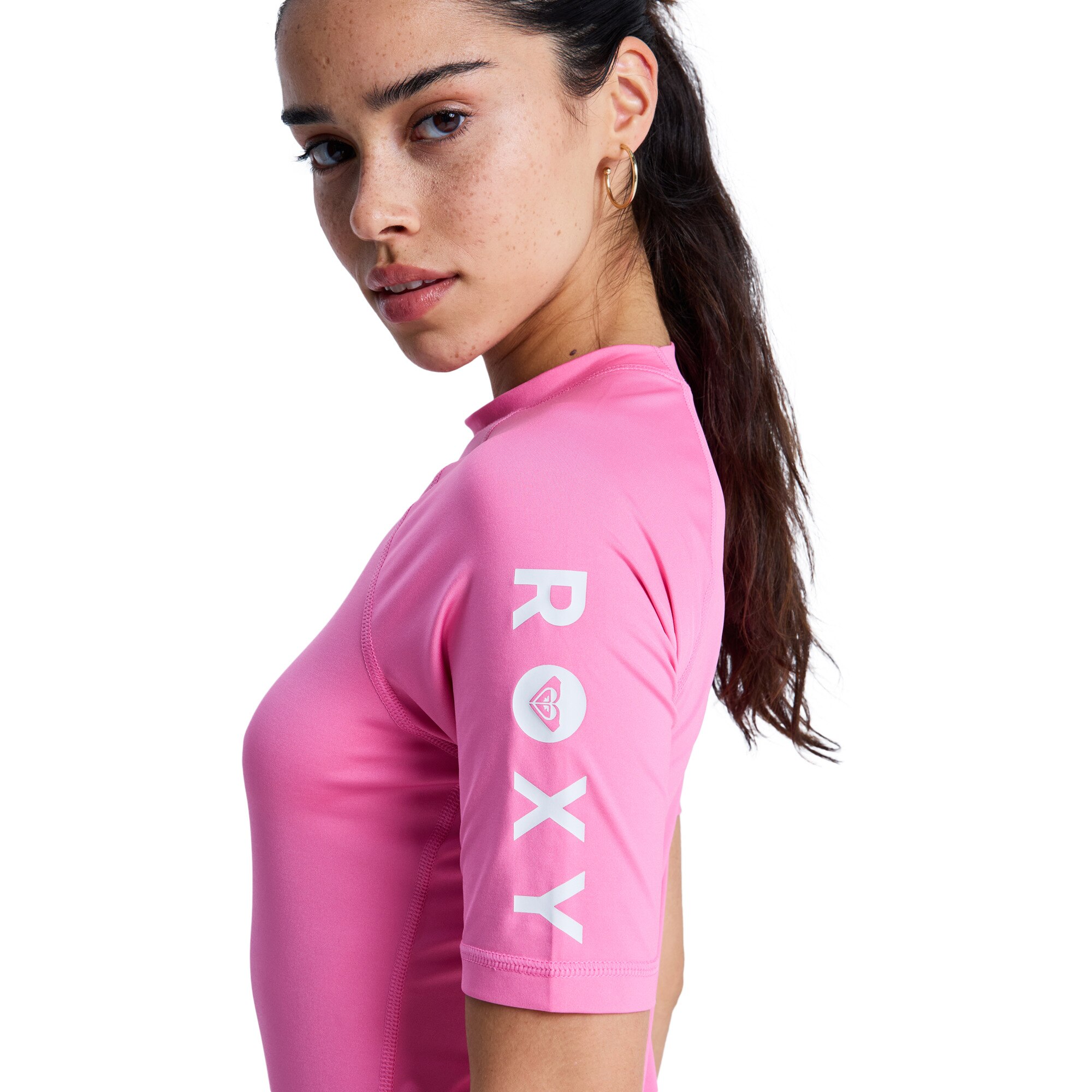 Camiseta de surf de mujer Whole Hearted Roxy - Rosa Rosa-4