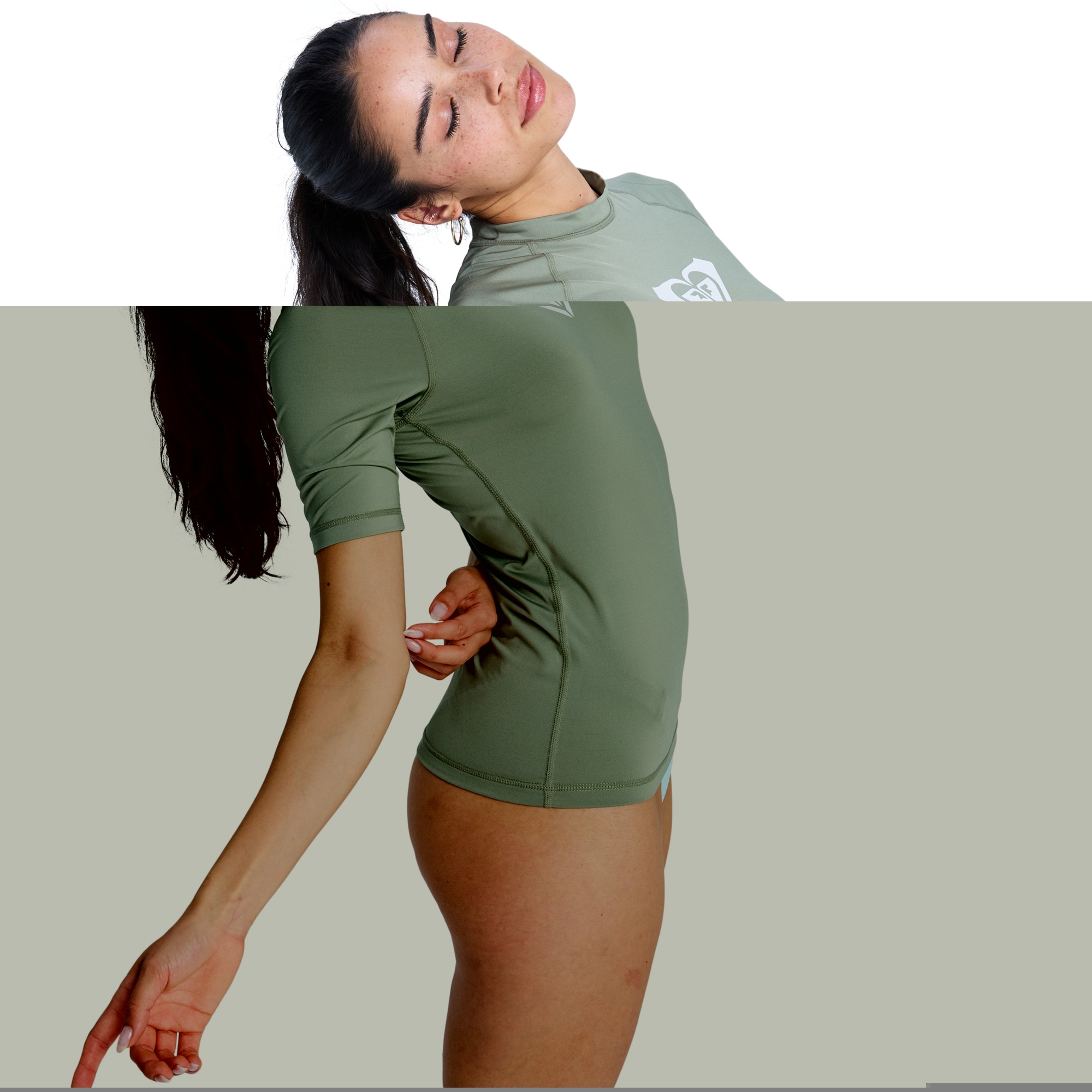 Imagen 3 de Camiseta de surf de mujer Whole Hearted Roxy - Verde Oliva Verde Oliva