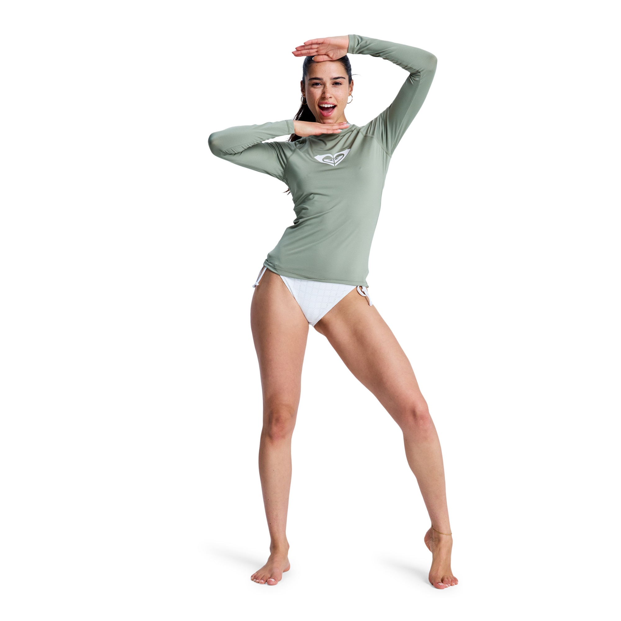 Camiseta de surf de mujer Whole Hearted Roxy - Verde Oliva Verde Oliva-4