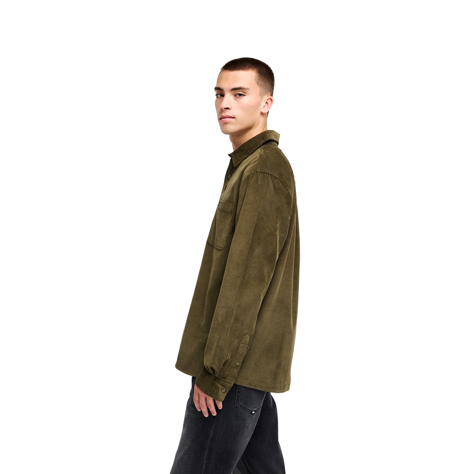 Camisa de hombre Smoke Trail Cord Quiksilver - Verde Verde-3