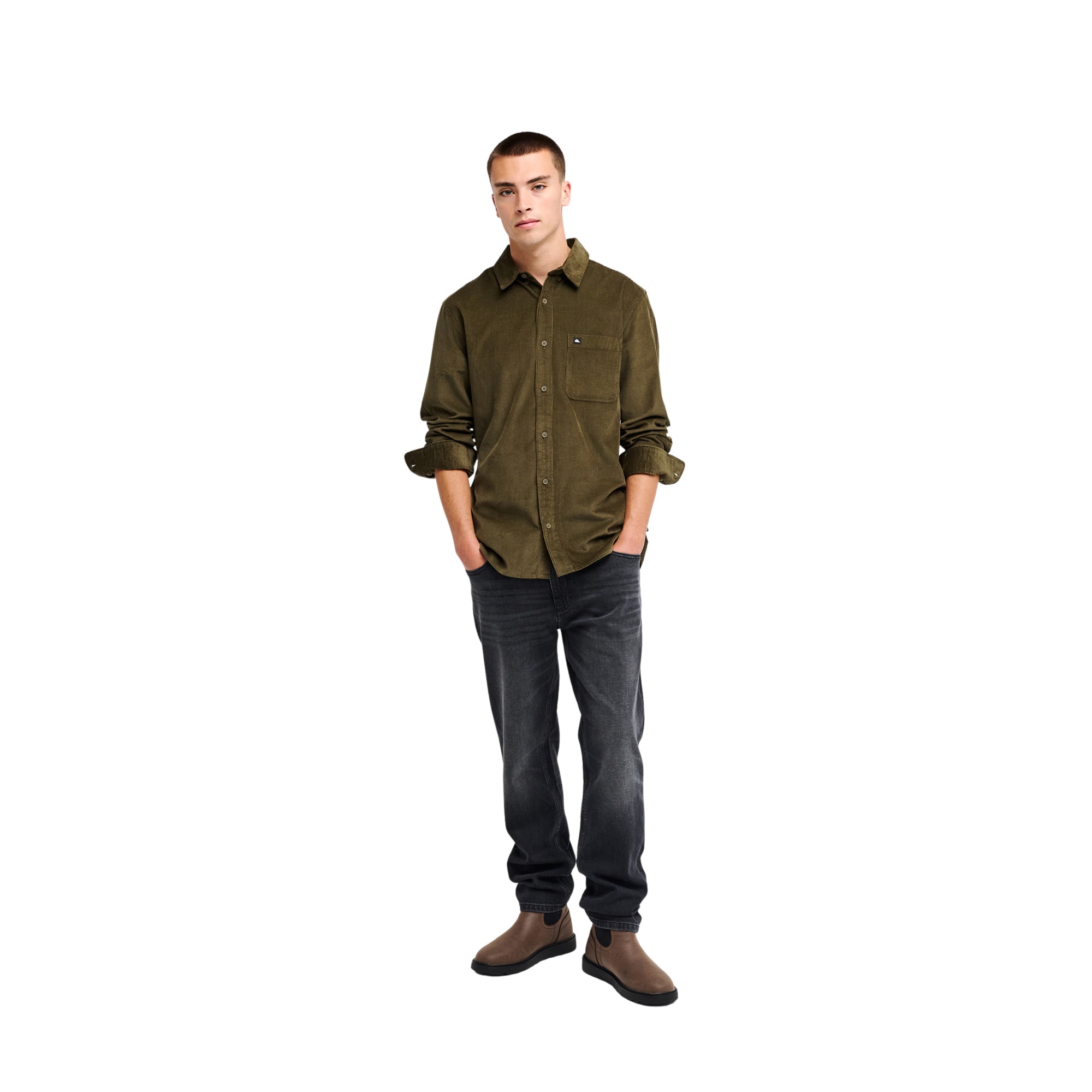 Camisa de hombre Smoke Trail Cord Quiksilver - Verde Verde-5