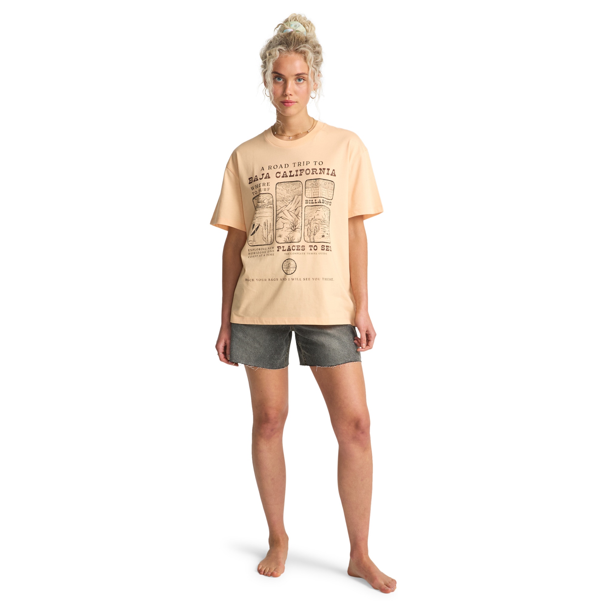 Camiseta de mujer Flying To The Moon Billabong - Rosa Rosa-3