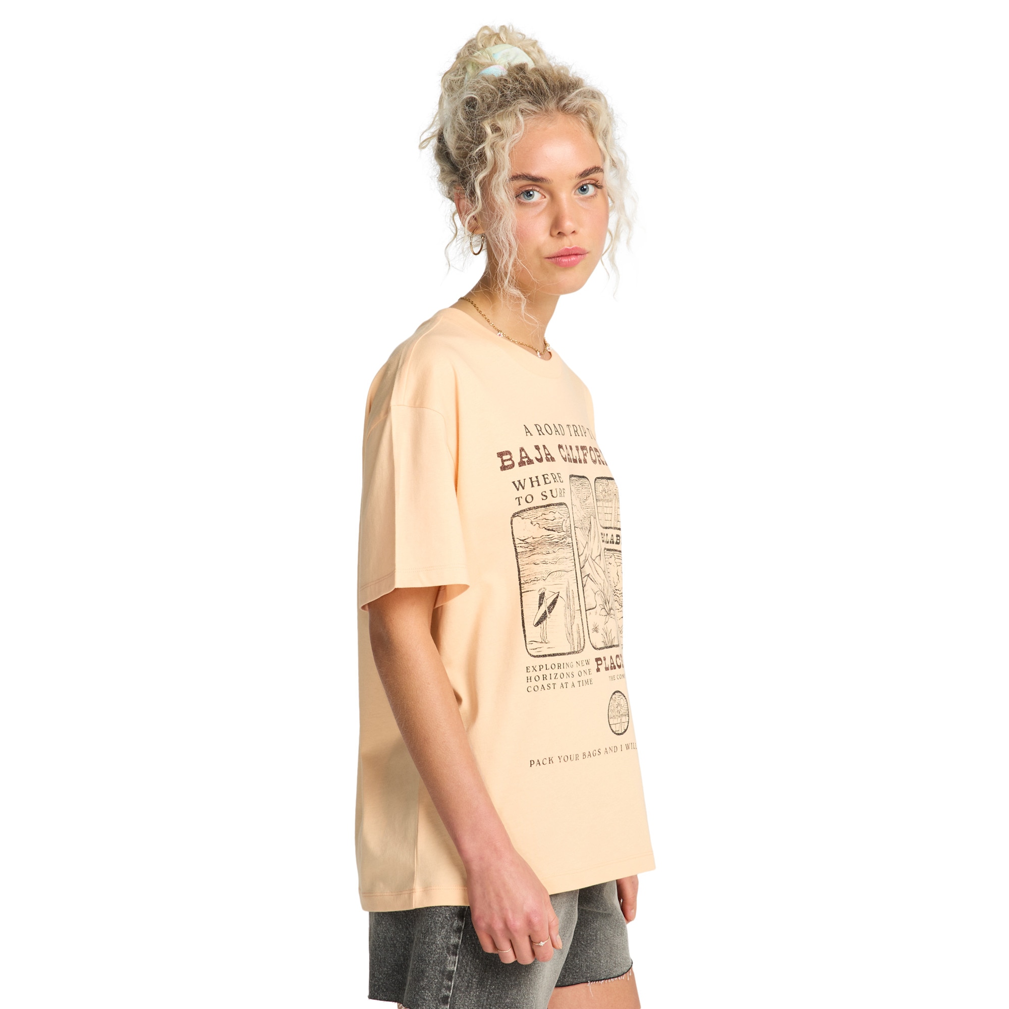 Camiseta de mujer Flying To The Moon Billabong - Rosa Rosa-4