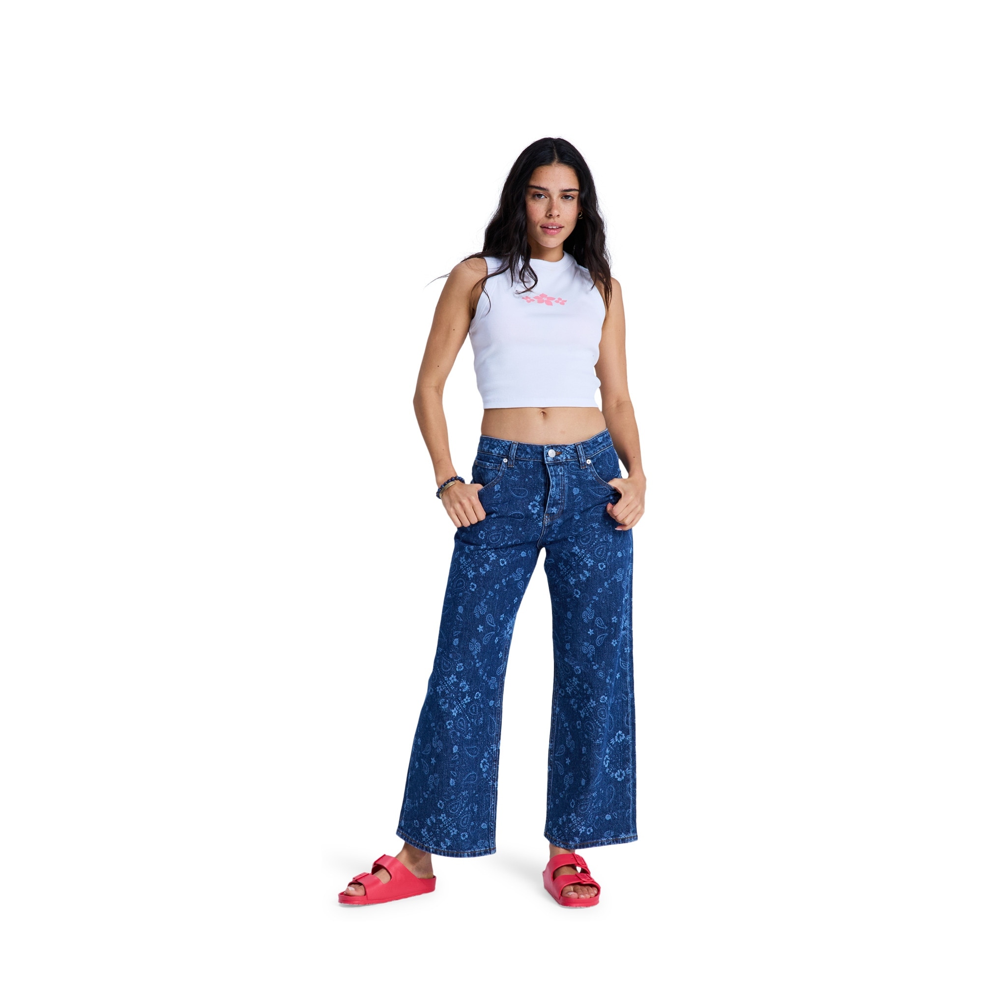Vaquero de corte ancho de mujer Boogie Night Mid Ocean Blue Roxy - Azul Azul-2