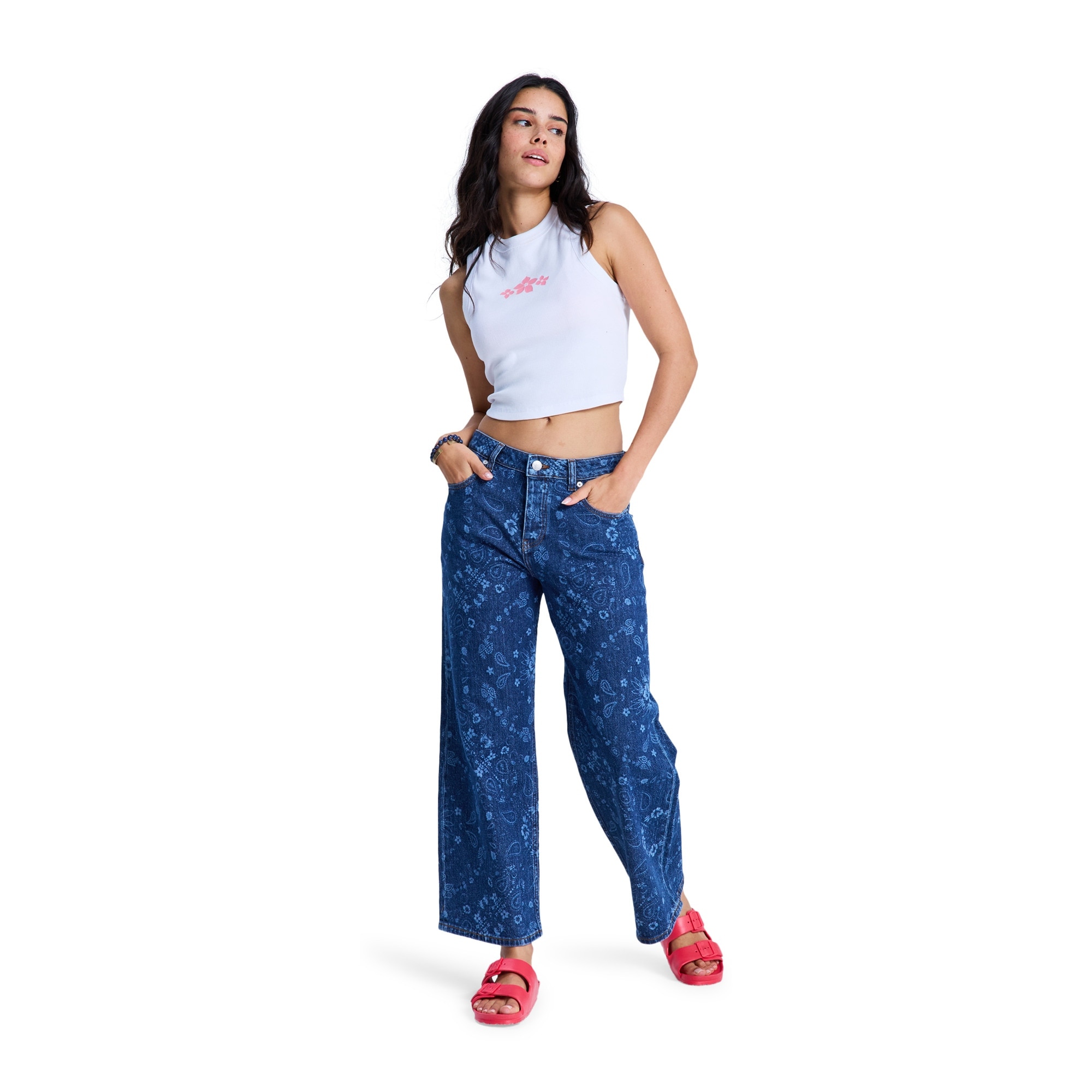 Vaquero de corte ancho de mujer Boogie Night Mid Ocean Blue Roxy - Azul Azul-4