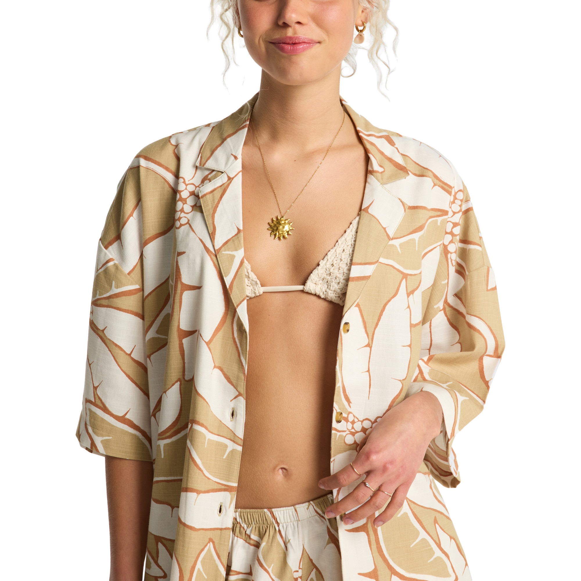 Camisa de mujer Beach Side Billabong - Marrón Marrón-4