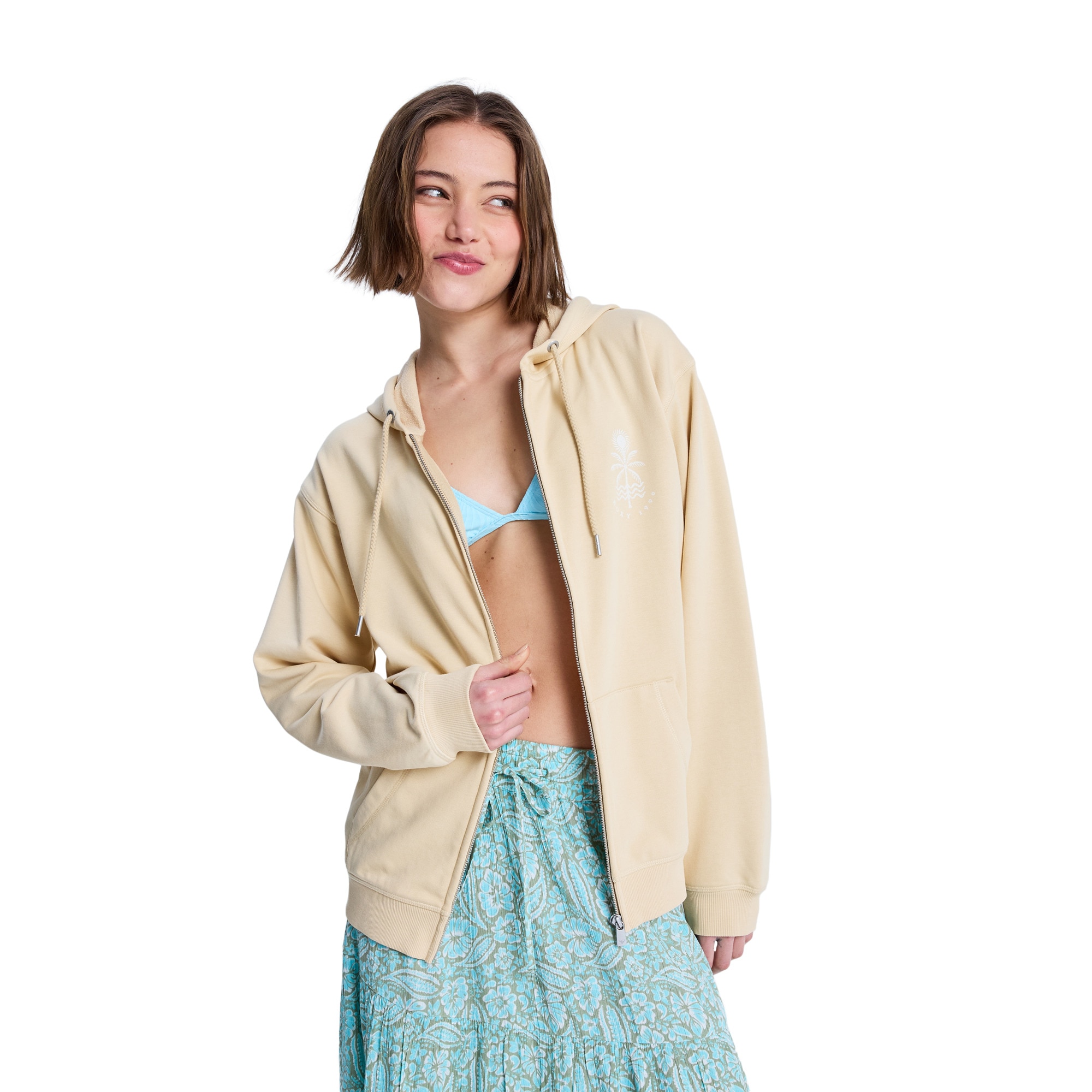 Sudadera de mujer Surf Stoked Zip Terry Roxy - Beige Beige-2
