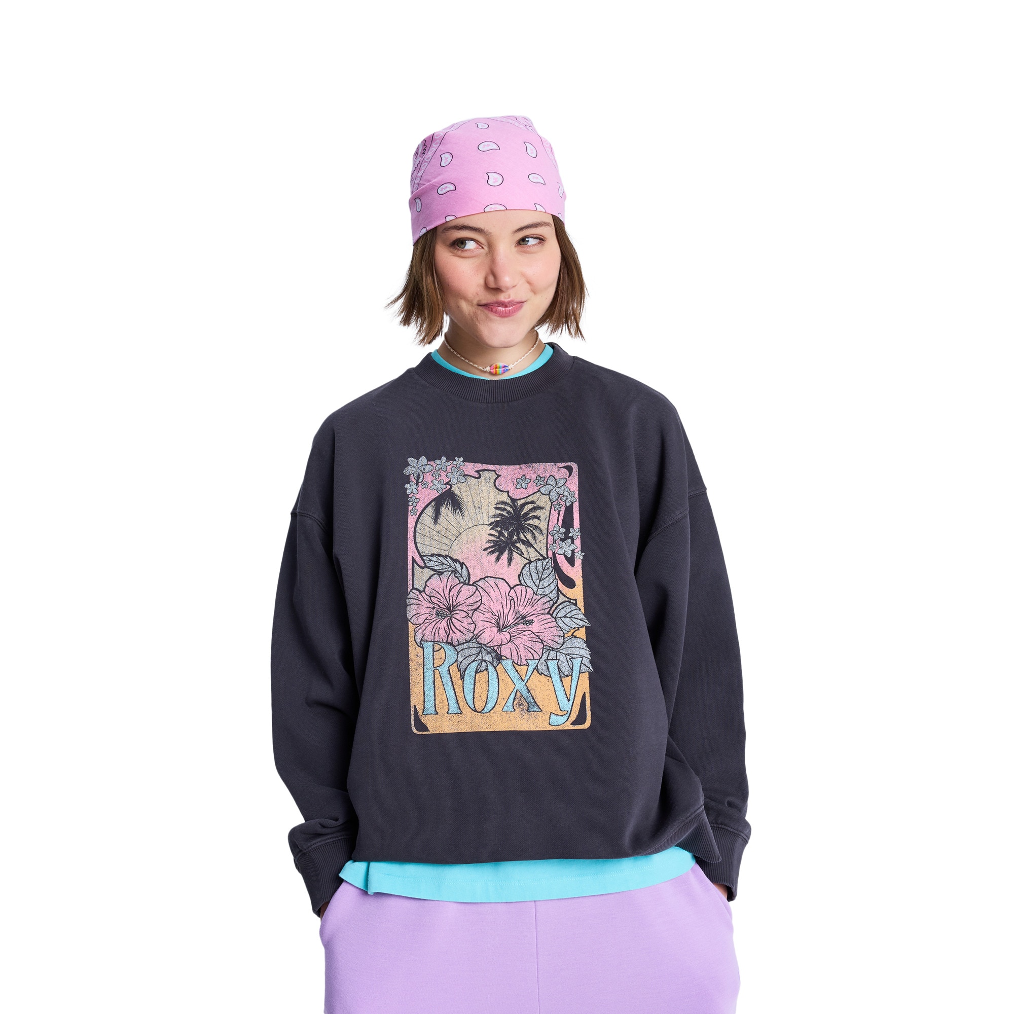 Imagen 0 de Sudadera de mujer Lineup Terry Roxy Negro