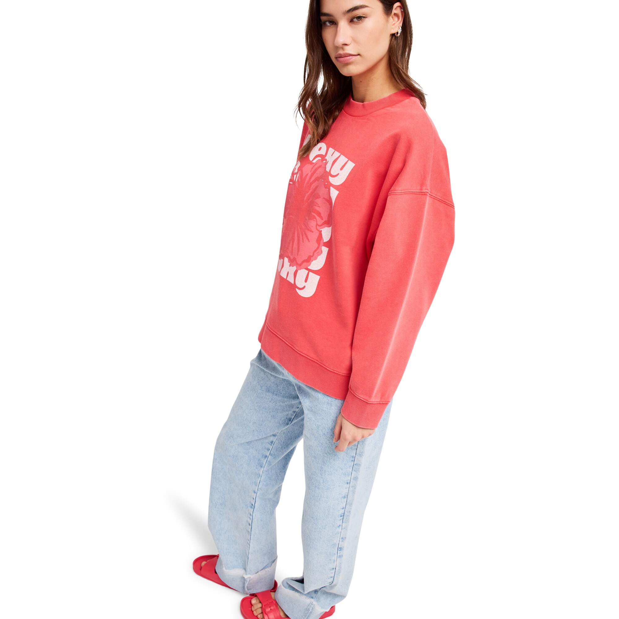 Sudadera de mujer Lineup Terry Roxy - Rojo Rojo-3