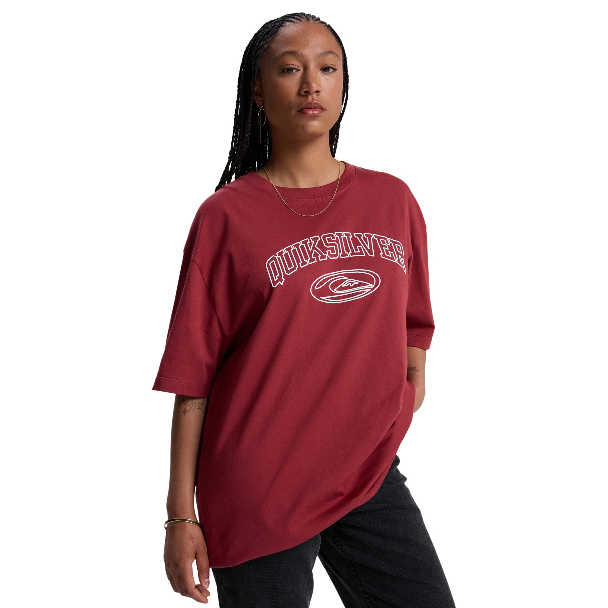Camiseta de mujer Boyfriend Quiksilver - Rojo Rojo-3
