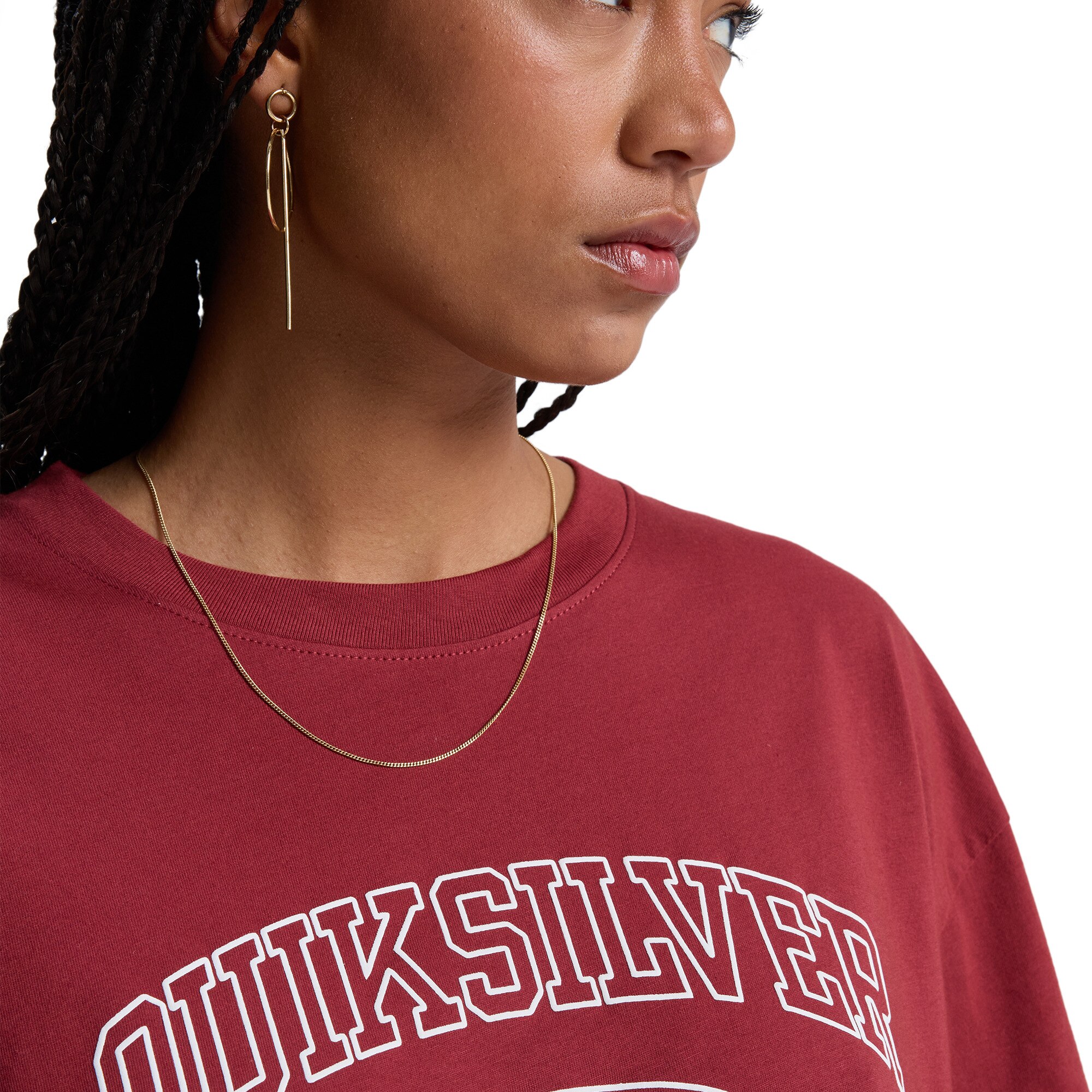 Camiseta de mujer Boyfriend Quiksilver - Rojo Rojo-4
