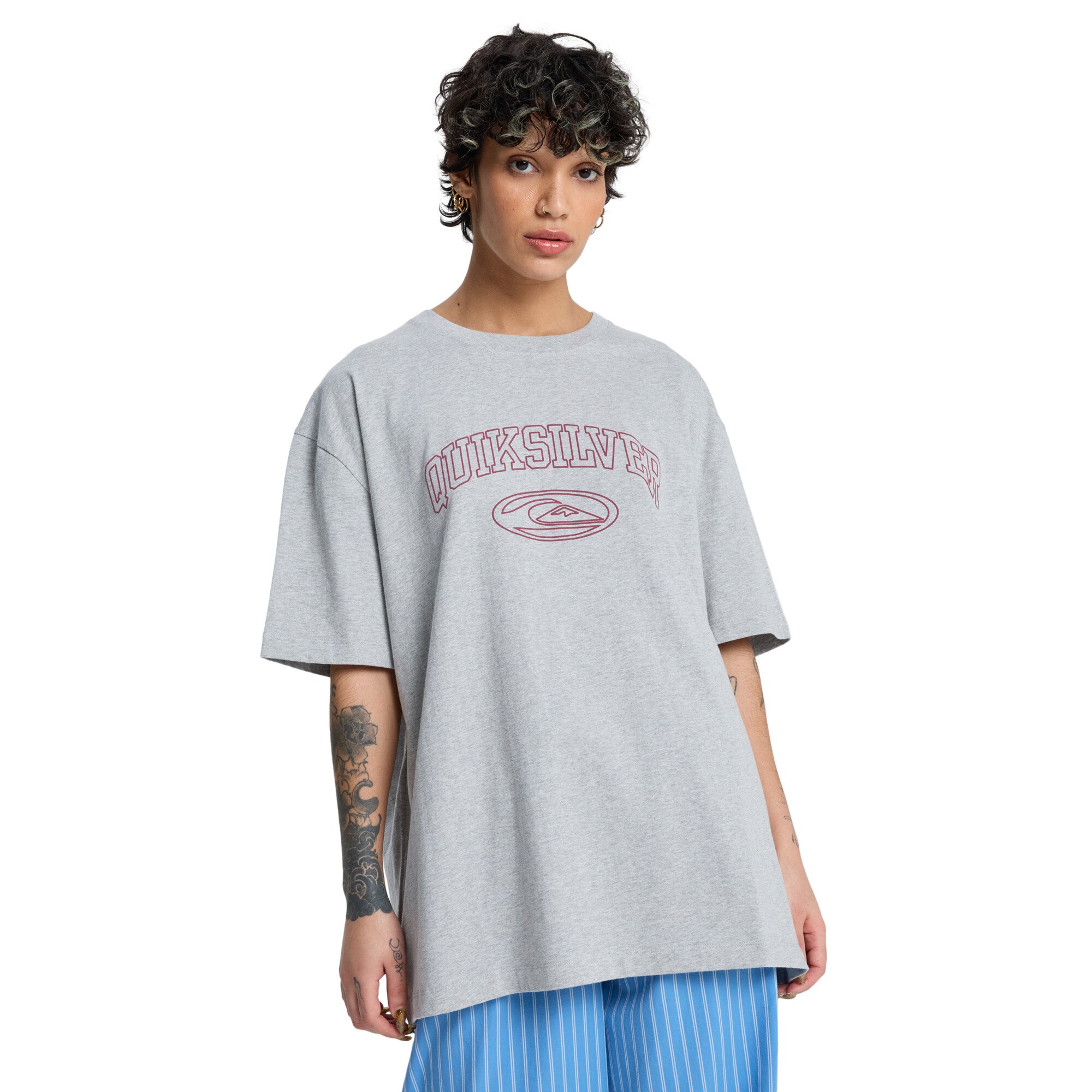 Camiseta de mujer Boyfriend Quiksilver - Gris Gris-2