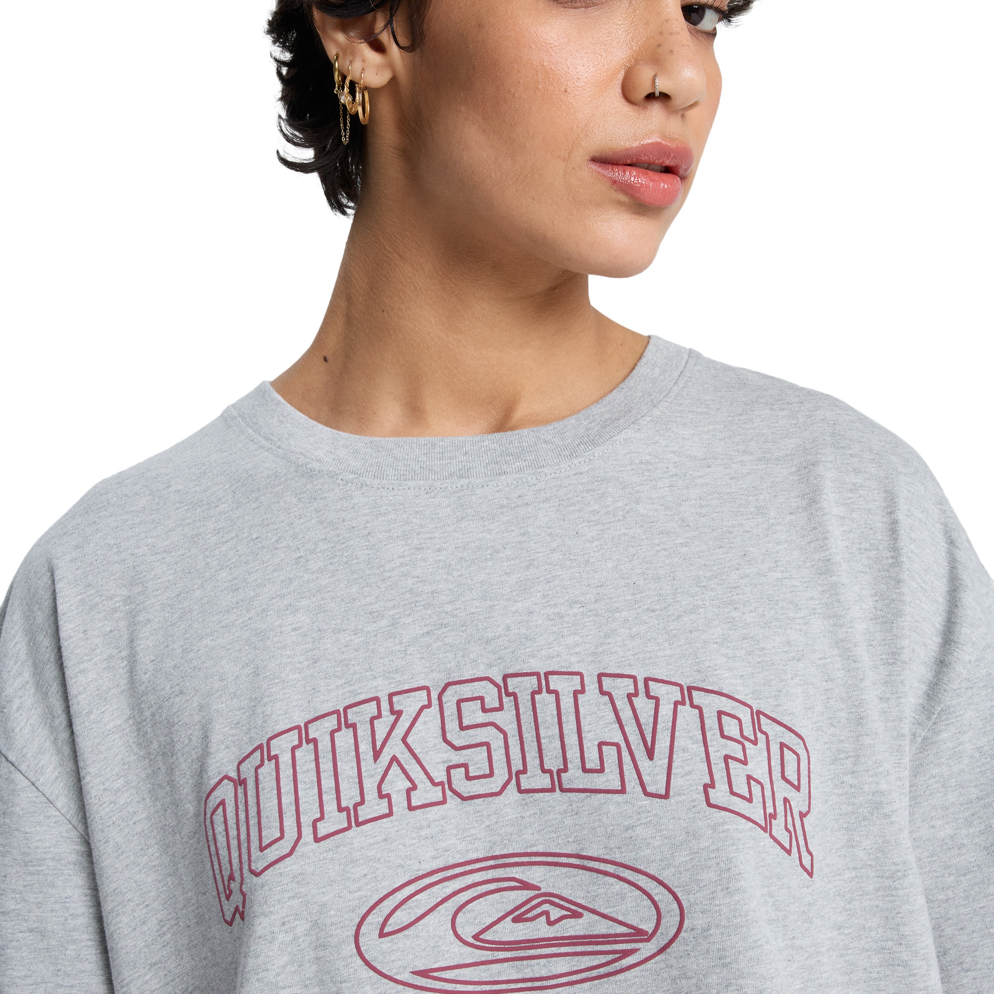 Camiseta de mujer Boyfriend Quiksilver - Gris Gris-5