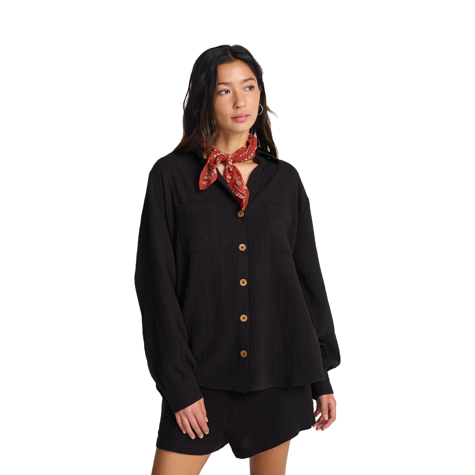 Camisa con botones para mujer Swell Blouse Billabong - Negro Negro-1